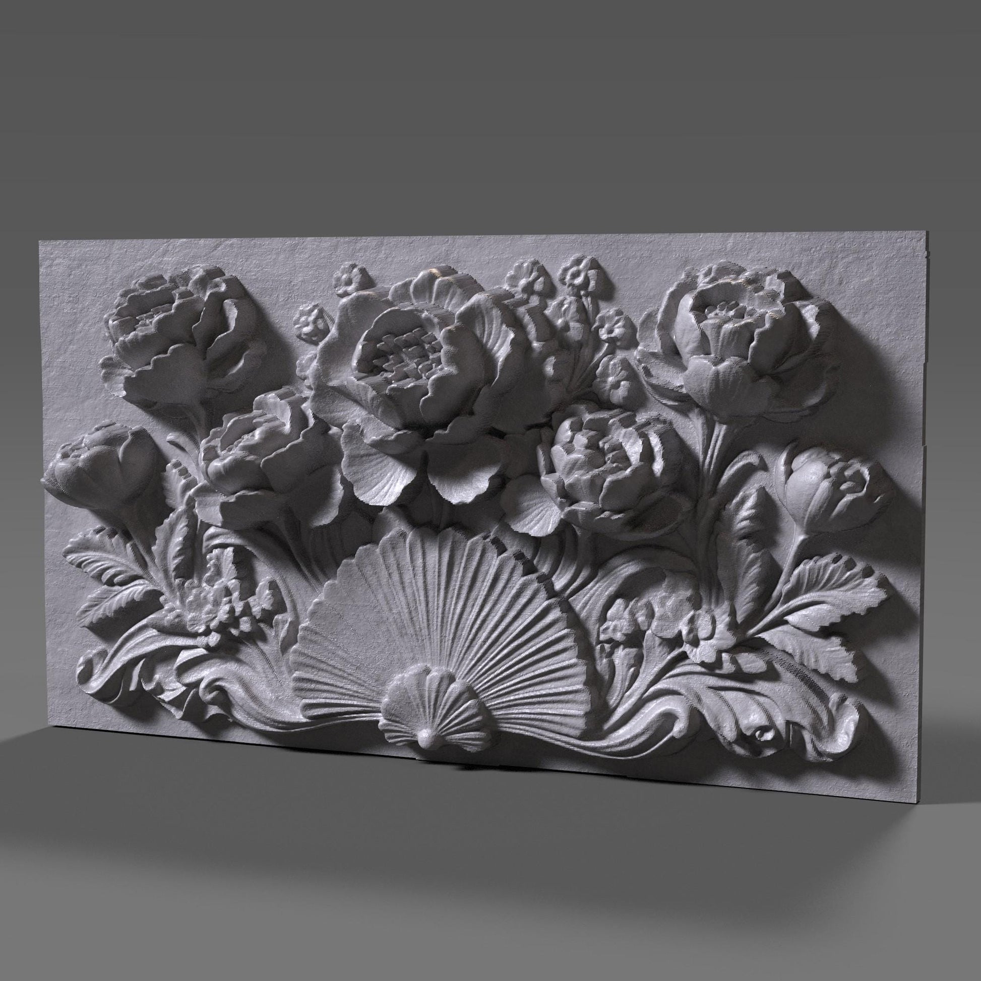 Cherry Blossom 3D Relief: Floral CNC Carving Panel (Digital Download)