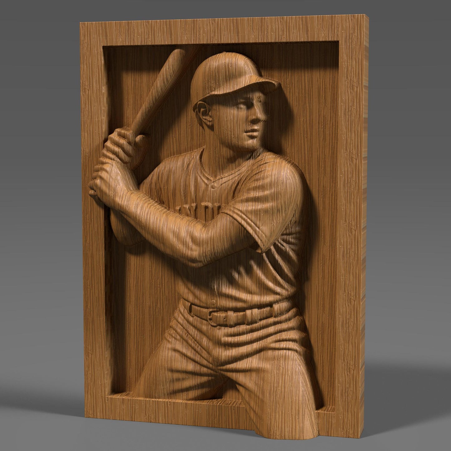 San Diego Baseball Player 3D Relief STL File: CNC Wood Carving (Digital Download)