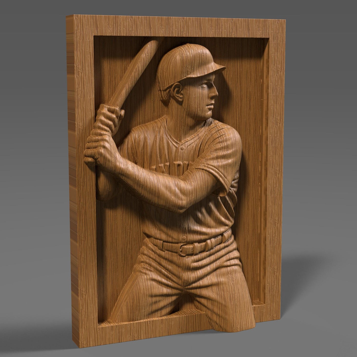 San Diego Baseball Player 3D Relief STL File: CNC Wood Carving (Digital Download)