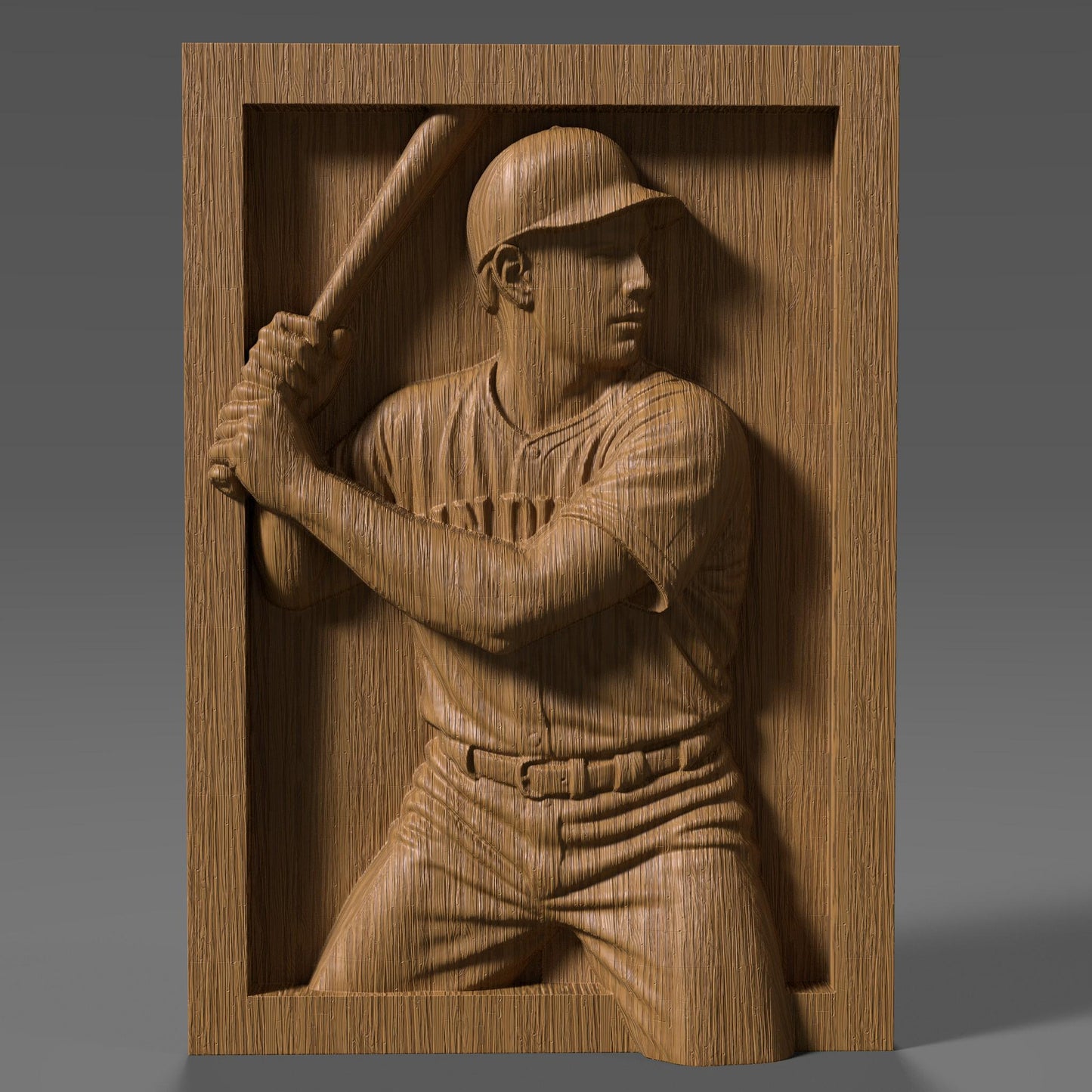 San Diego Baseball Player 3D Relief STL File: CNC Wood Carving (Digital Download)