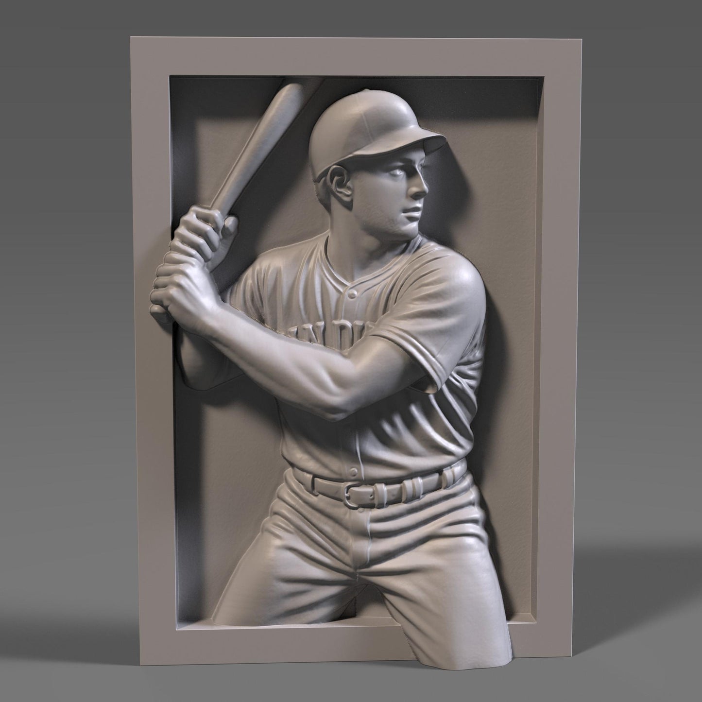 San Diego Baseball Player 3D Relief STL File: CNC Wood Carving (Digital Download)
