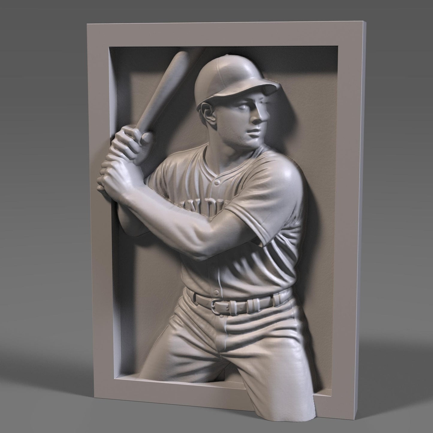 San Diego Baseball Player 3D Relief STL File: CNC Wood Carving (Digital Download)