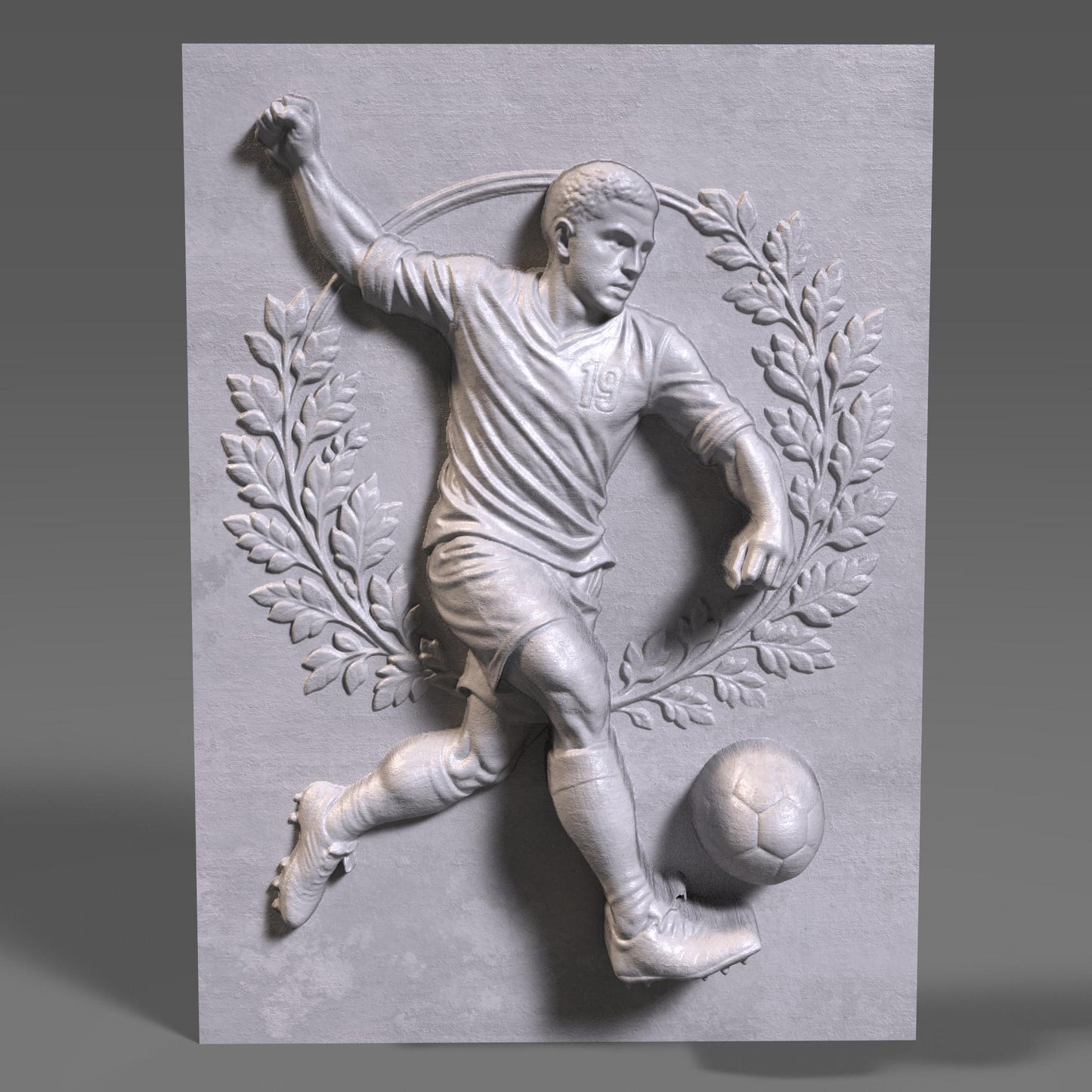 Soccer Player Bas Relief 3D STL File: CNC Wood Carving (Digital Download)