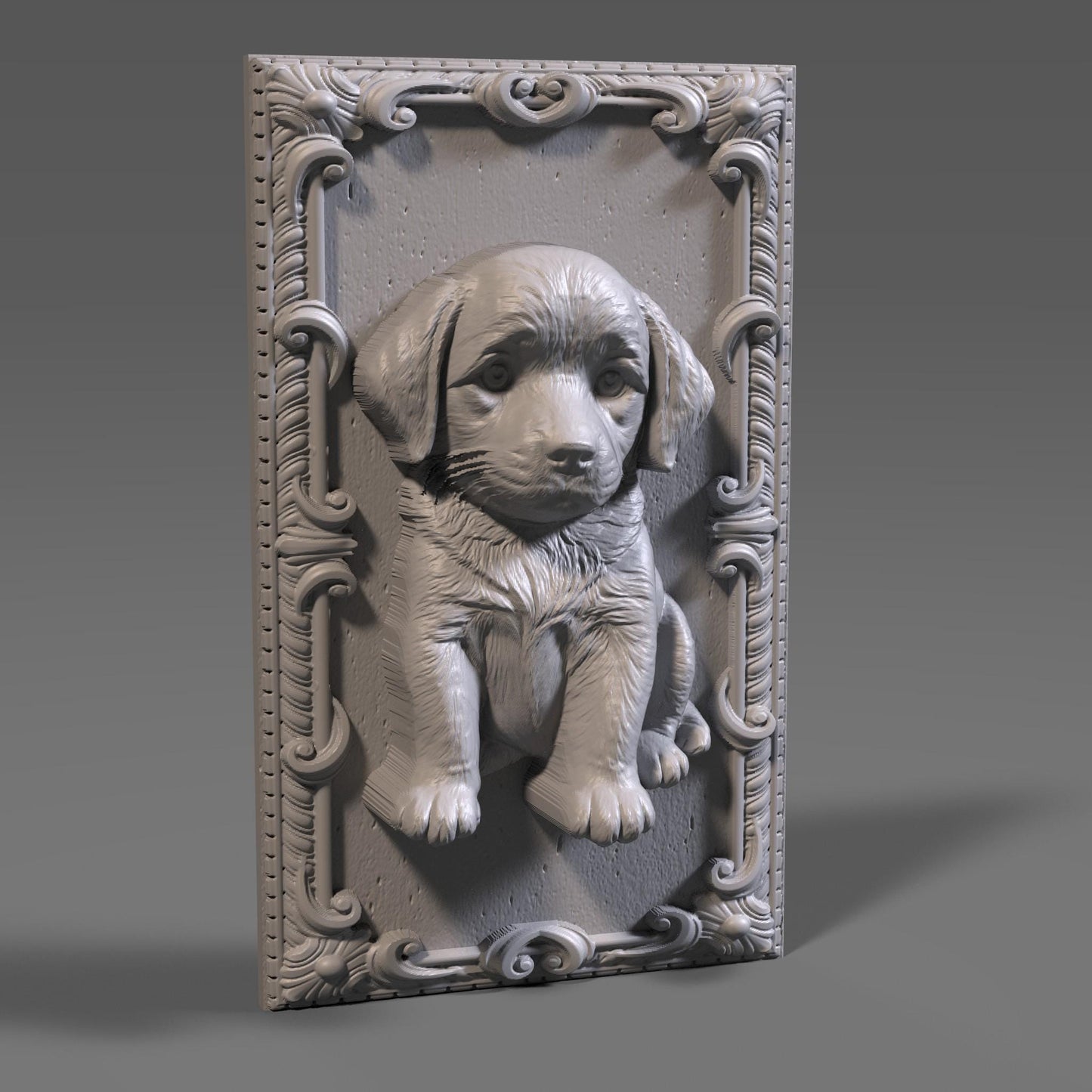 Labrador Puppy 3D Relief STL File: CNC Wood Carving (Digital Download)