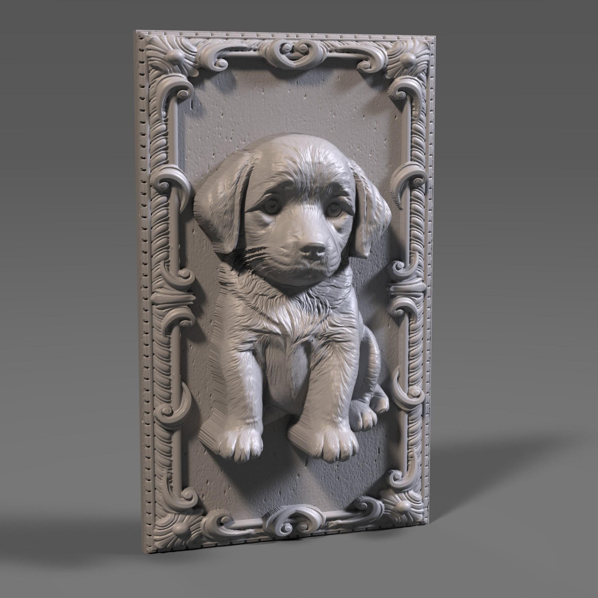 Labrador Puppy 3D Relief STL File: CNC Wood Carving (Digital Download)