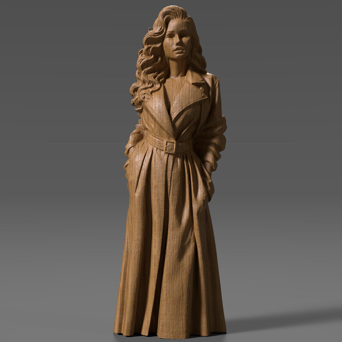 Elegant Woman 3D STL File: CNC Wood Carving Model (Digital Download)