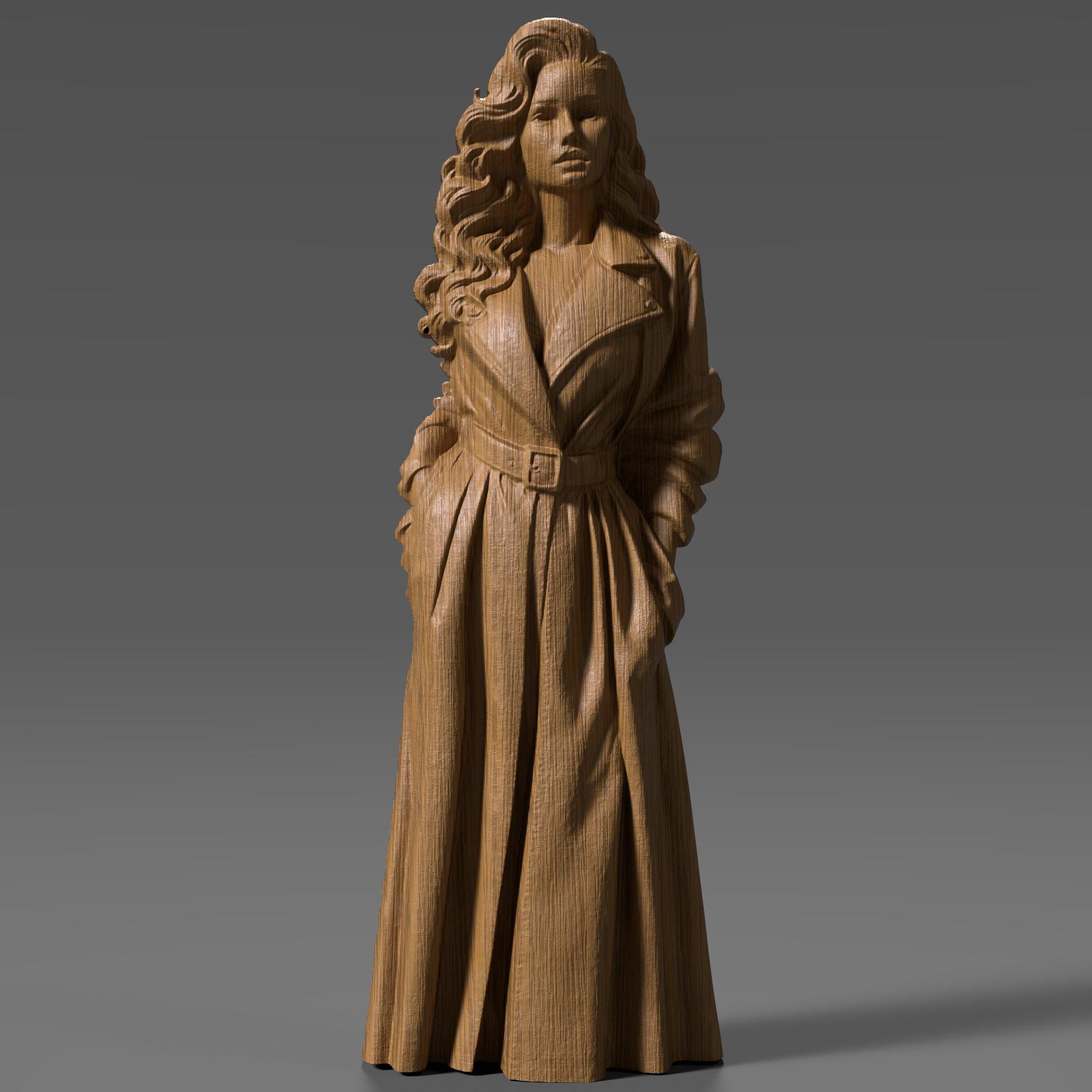Elegant Woman 3D STL File: CNC Wood Carving Model (Digital Download)