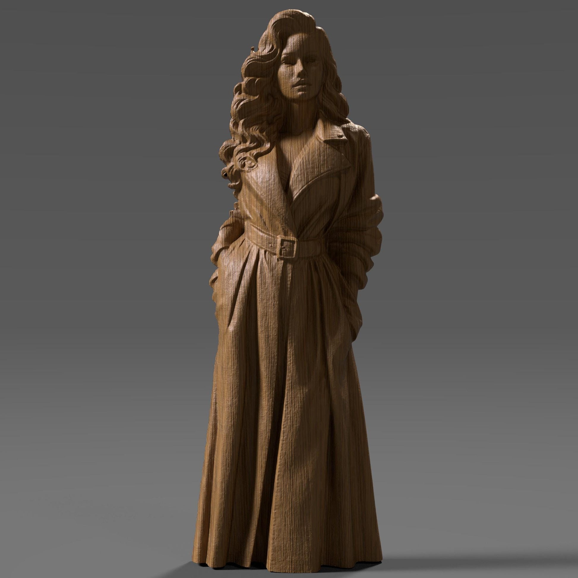 Elegant Woman 3D STL File: CNC Wood Carving Model (Digital Download)