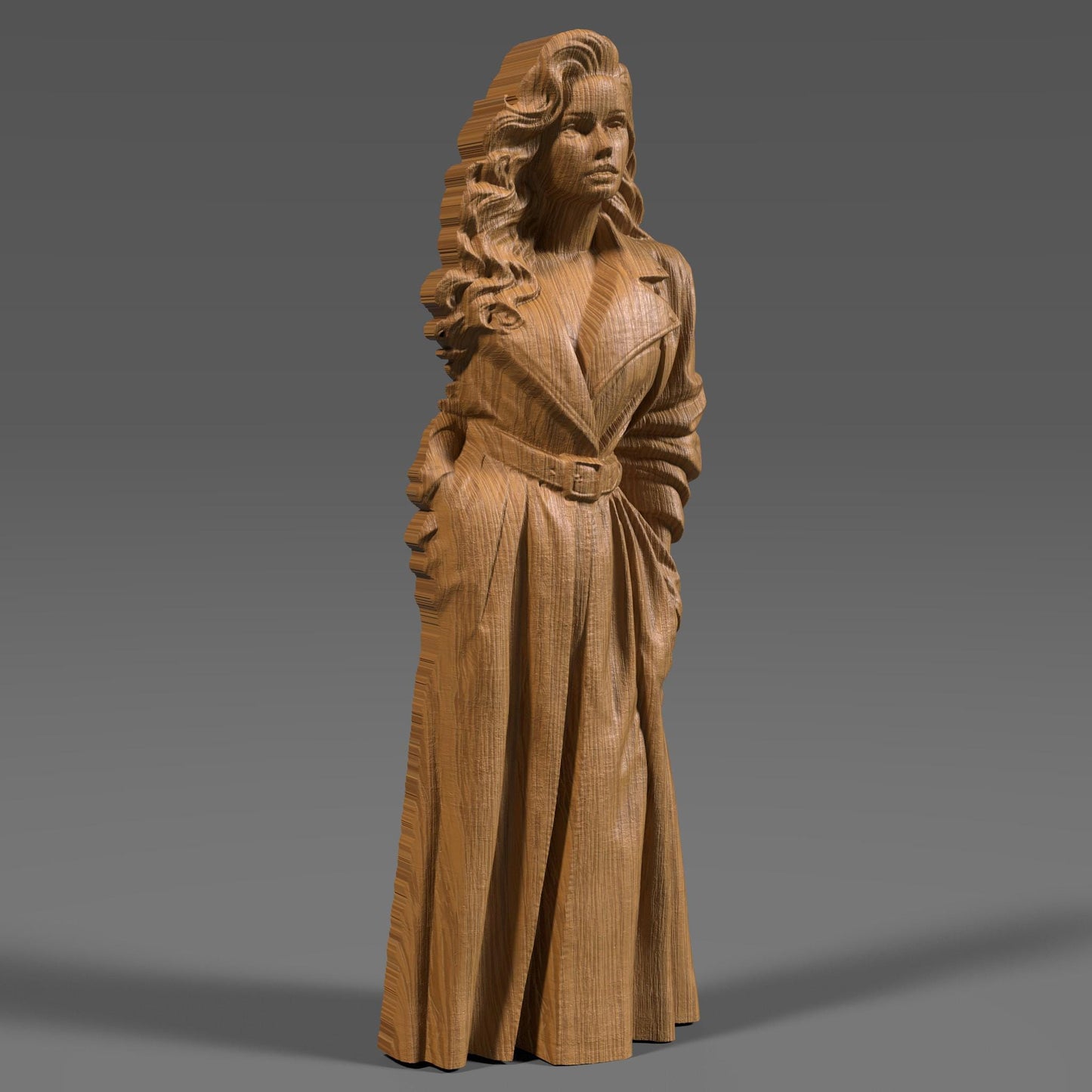Elegant Woman 3D STL File: CNC Wood Carving Model (Digital Download)