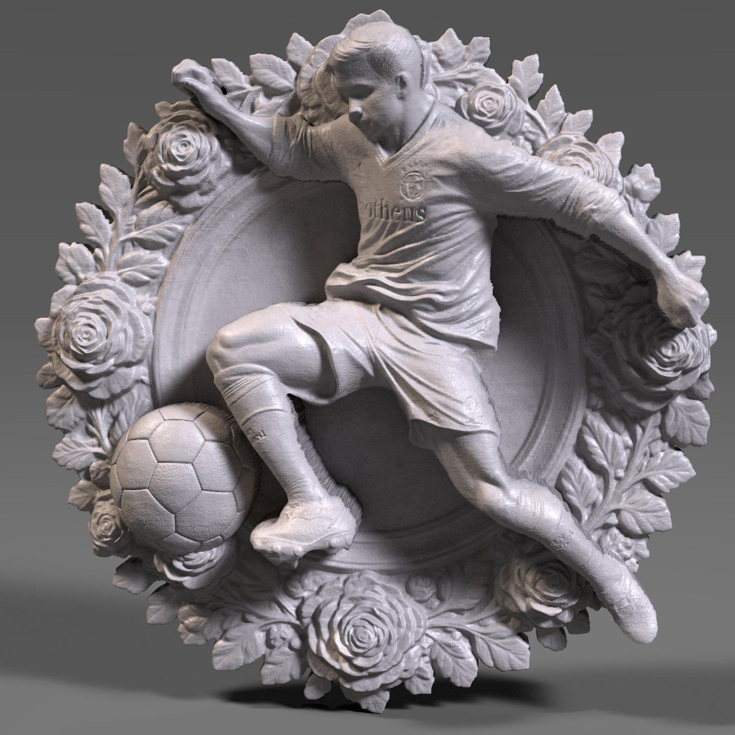 Soccer Player 3D Relief: CNC Wood Carving STL File (Digital Download)