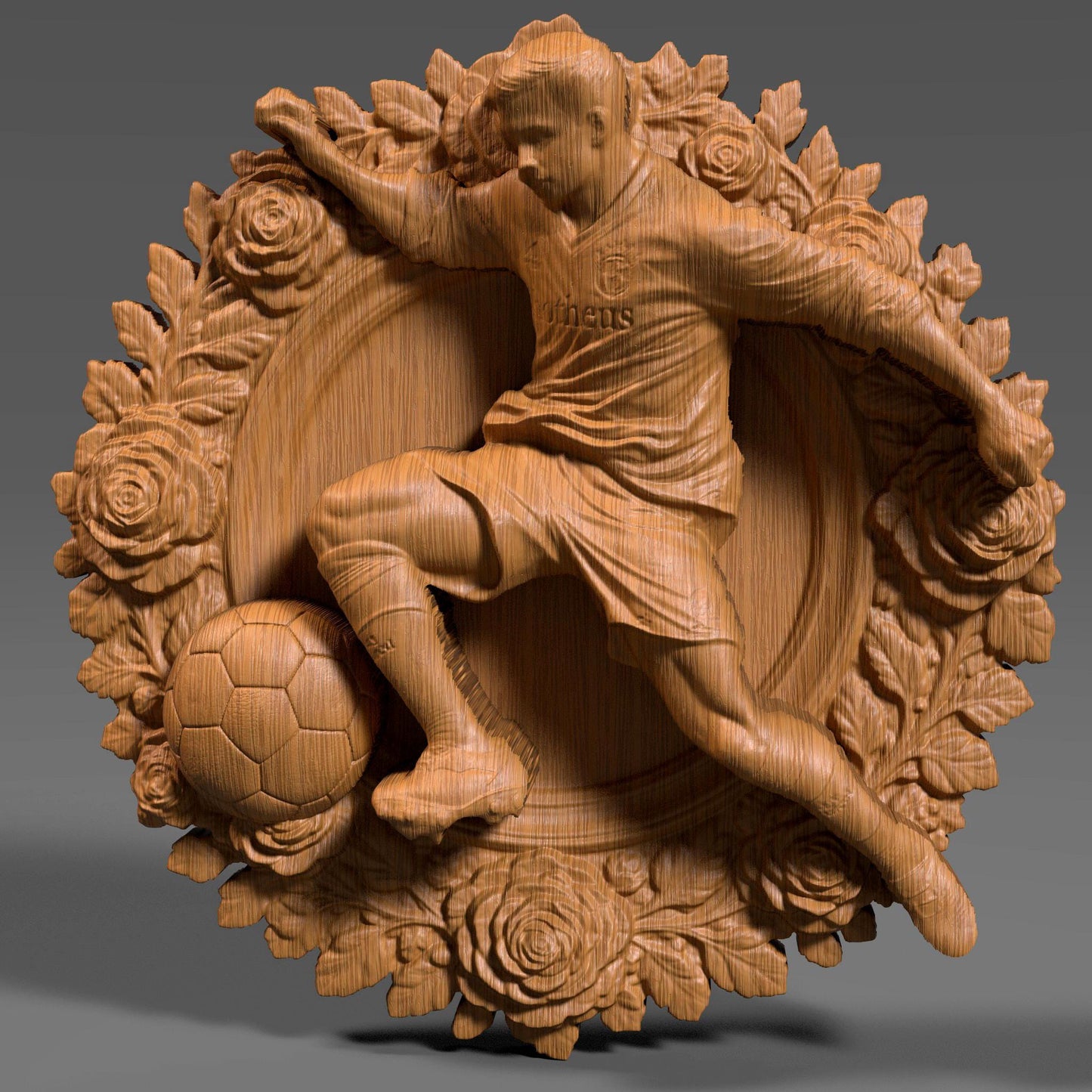 Soccer Player 3D Relief: CNC Wood Carving STL File (Digital Download)