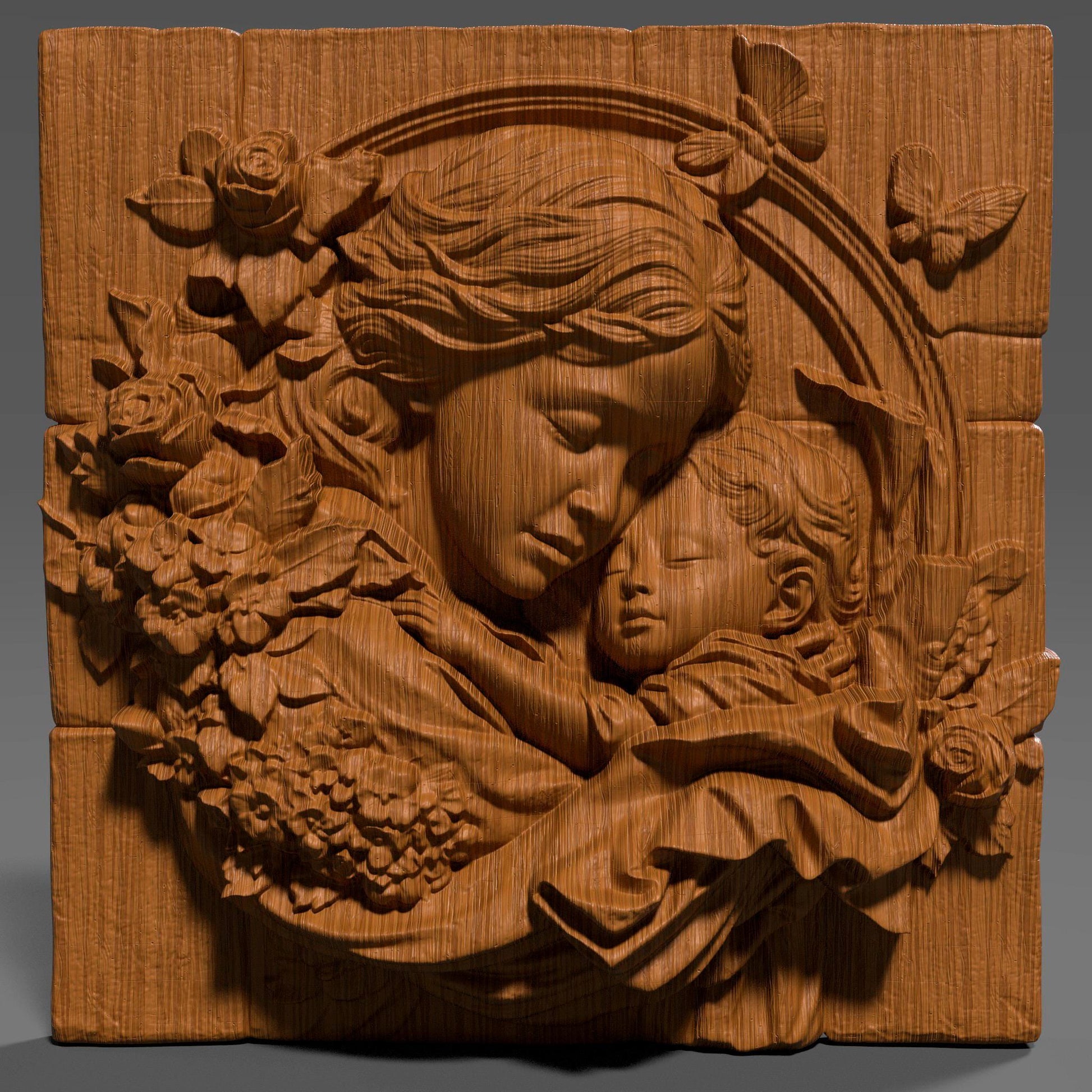 Mother & Child Relief Model: CNC Carving, Laser Engraving, 3D Printing (Digital Download)
