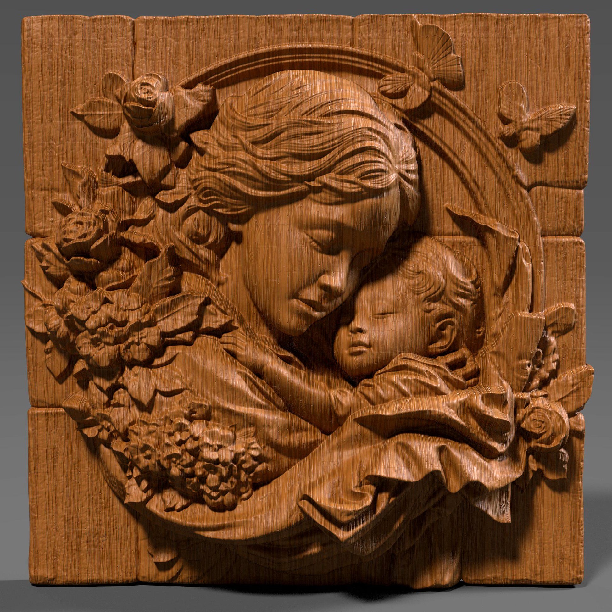 Mother & Child Relief Model: CNC Carving, Laser Engraving, 3D Printing (Digital Download)