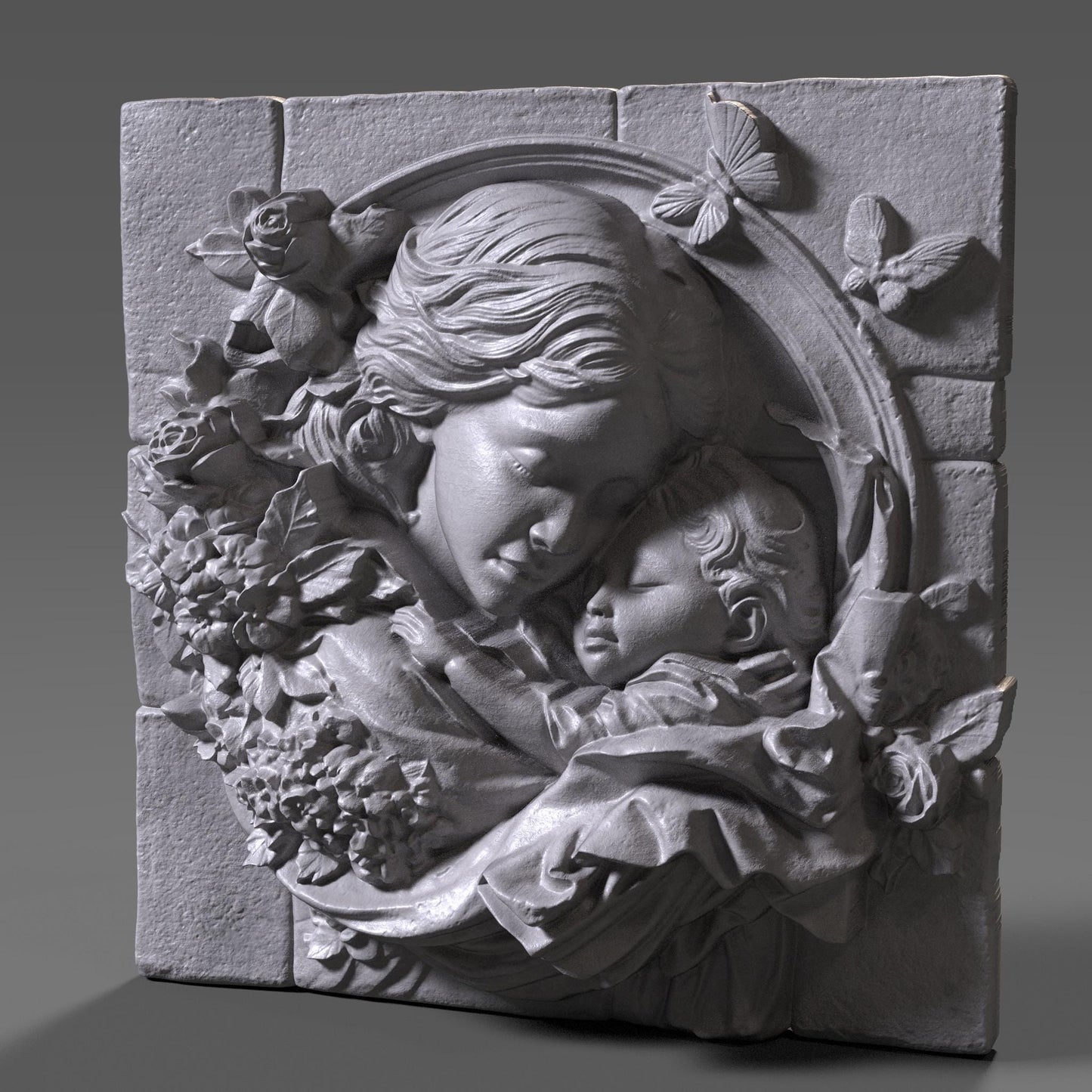 Mother & Child Relief Model: CNC Carving, Laser Engraving, 3D Printing (Digital Download)