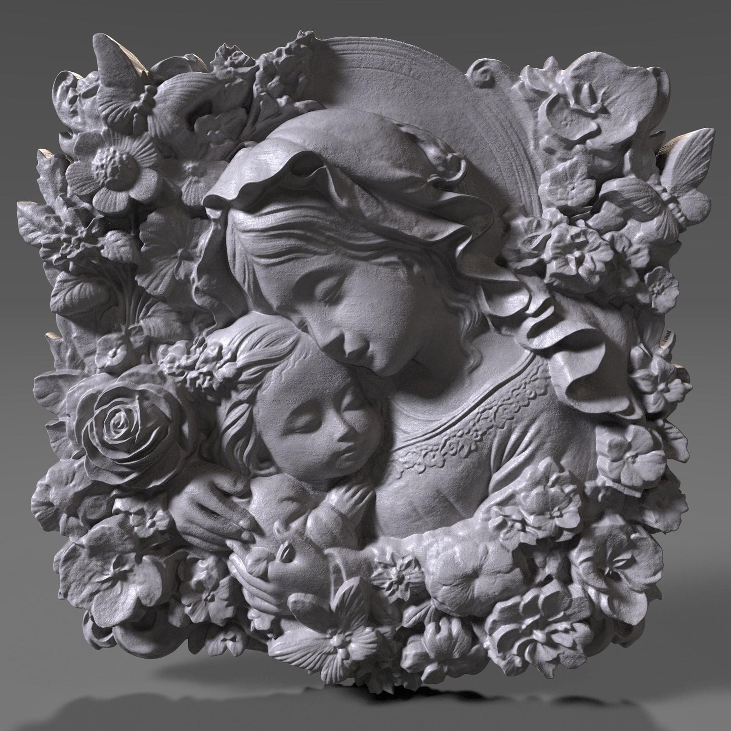 Mother & Child Relief Model: CNC Carving, Laser Engraving, 3D Printing (Digital Download)