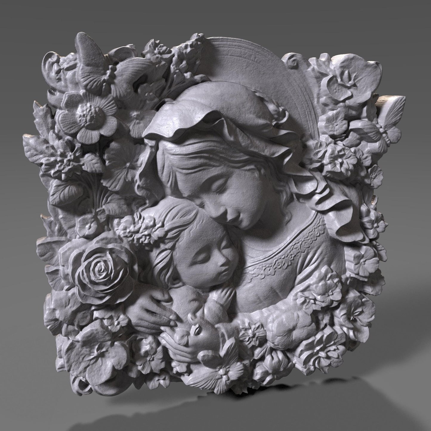 Mother & Child Relief Model: CNC Carving, Laser Engraving, 3D Printing (Digital Download)
