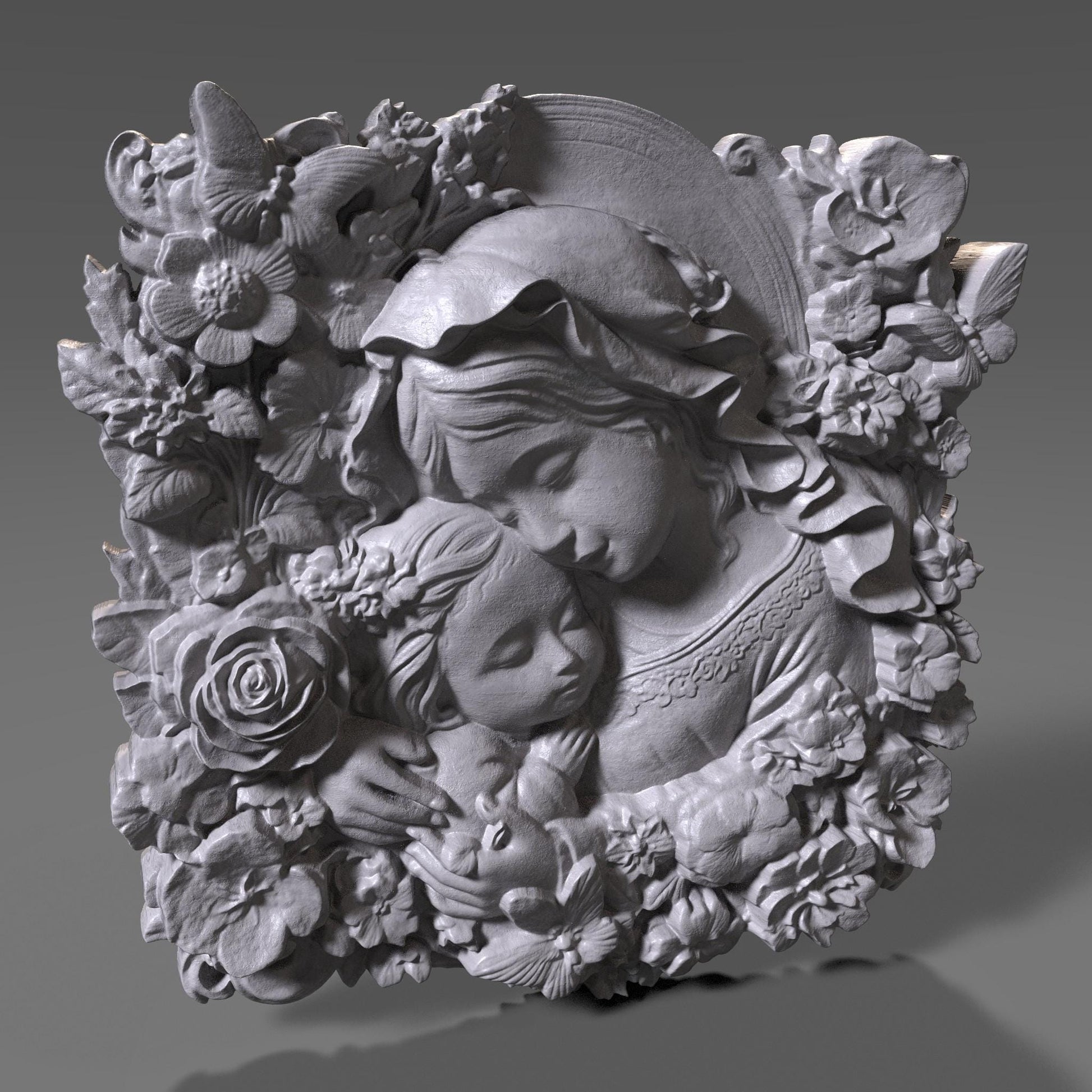 Mother & Child Relief Model: CNC Carving, Laser Engraving, 3D Printing (Digital Download)