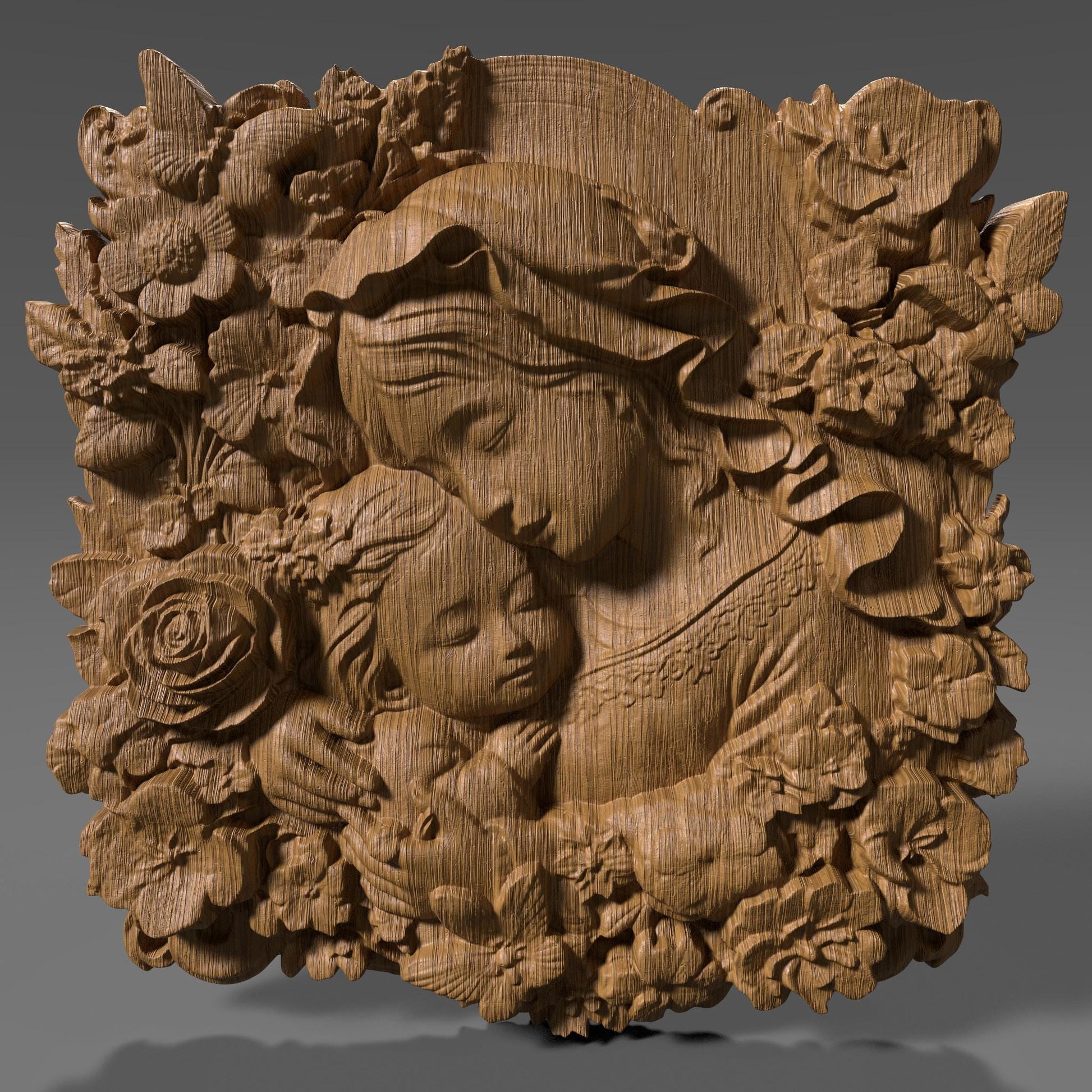Mother & Child Relief Model: CNC Carving, Laser Engraving, 3D Printing (Digital Download)