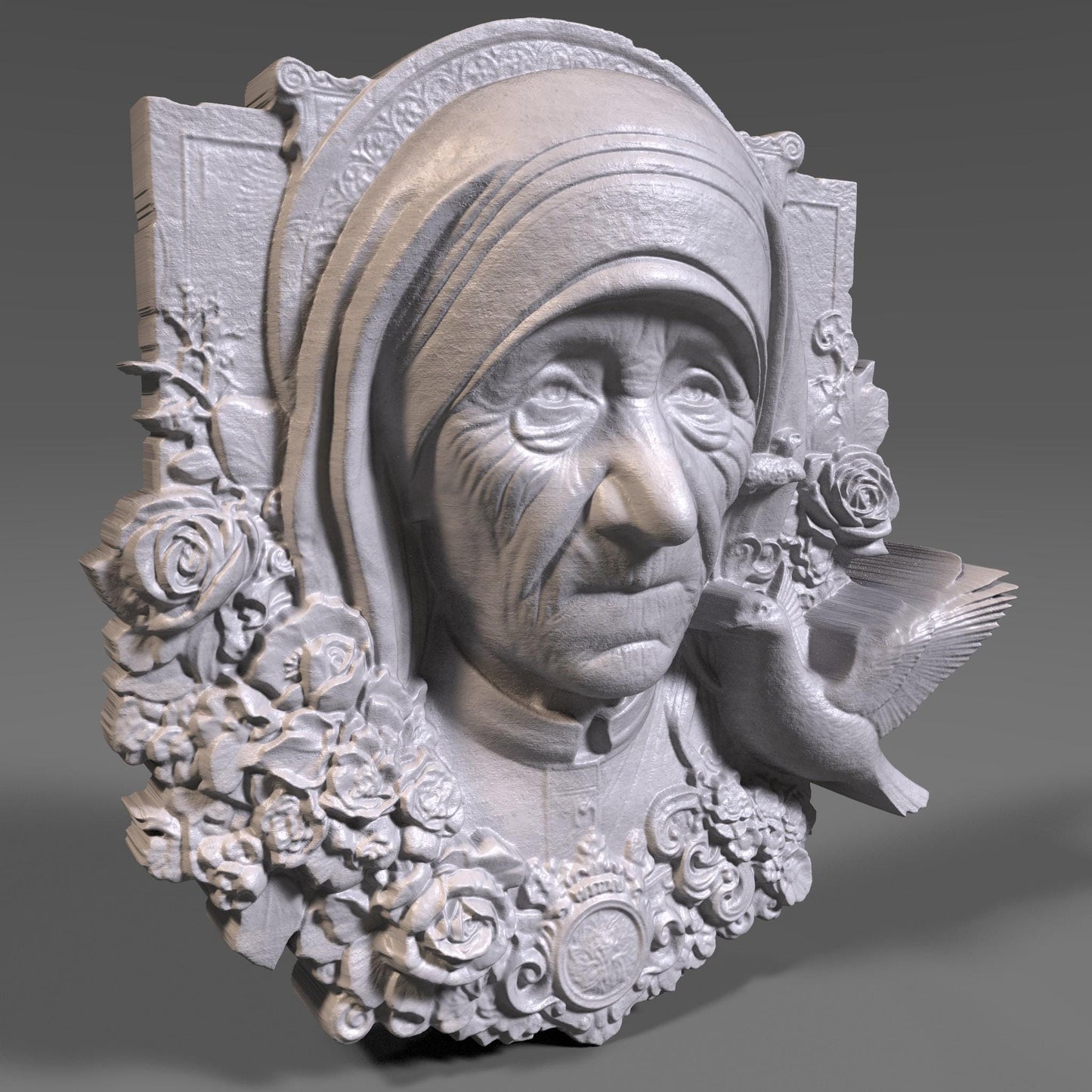 Mother Teresa 3D Relief Model: CNC, Laser, Print STL File (Digital Download)