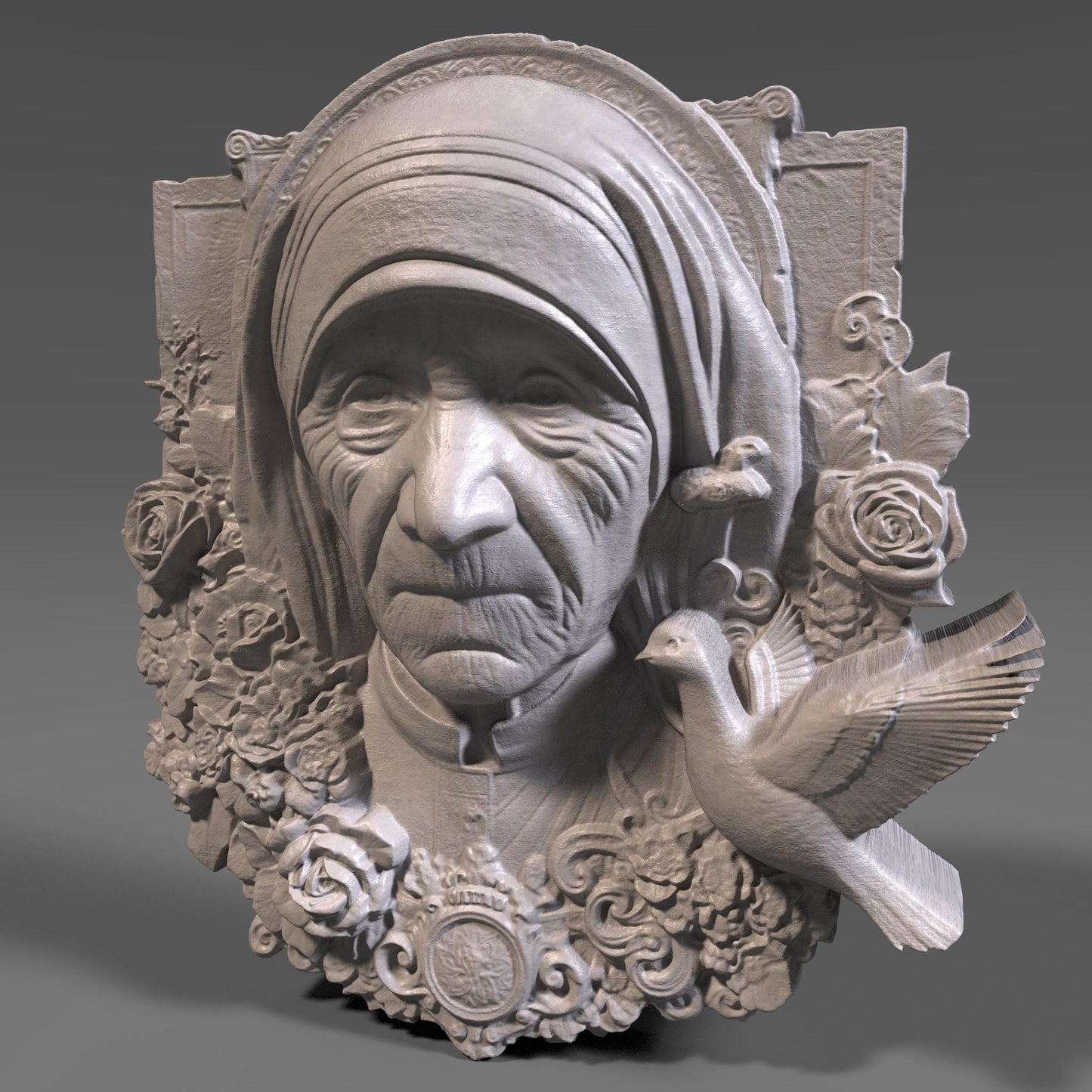 Mother Teresa 3D Relief Model: CNC, Laser, Print STL File (Digital Download)
