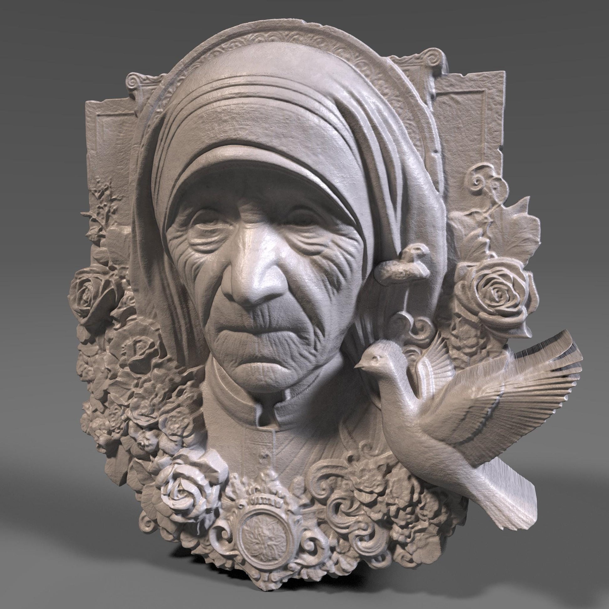 Mother Teresa 3D Relief Model: CNC, Laser, Print STL File (Digital Download)