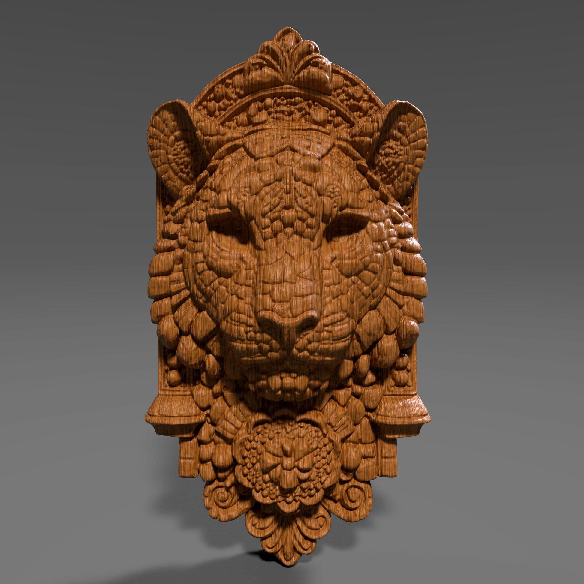 Majestic Tiger Head 3D STL File: Tribal Carving Wall Art (Digital Download)