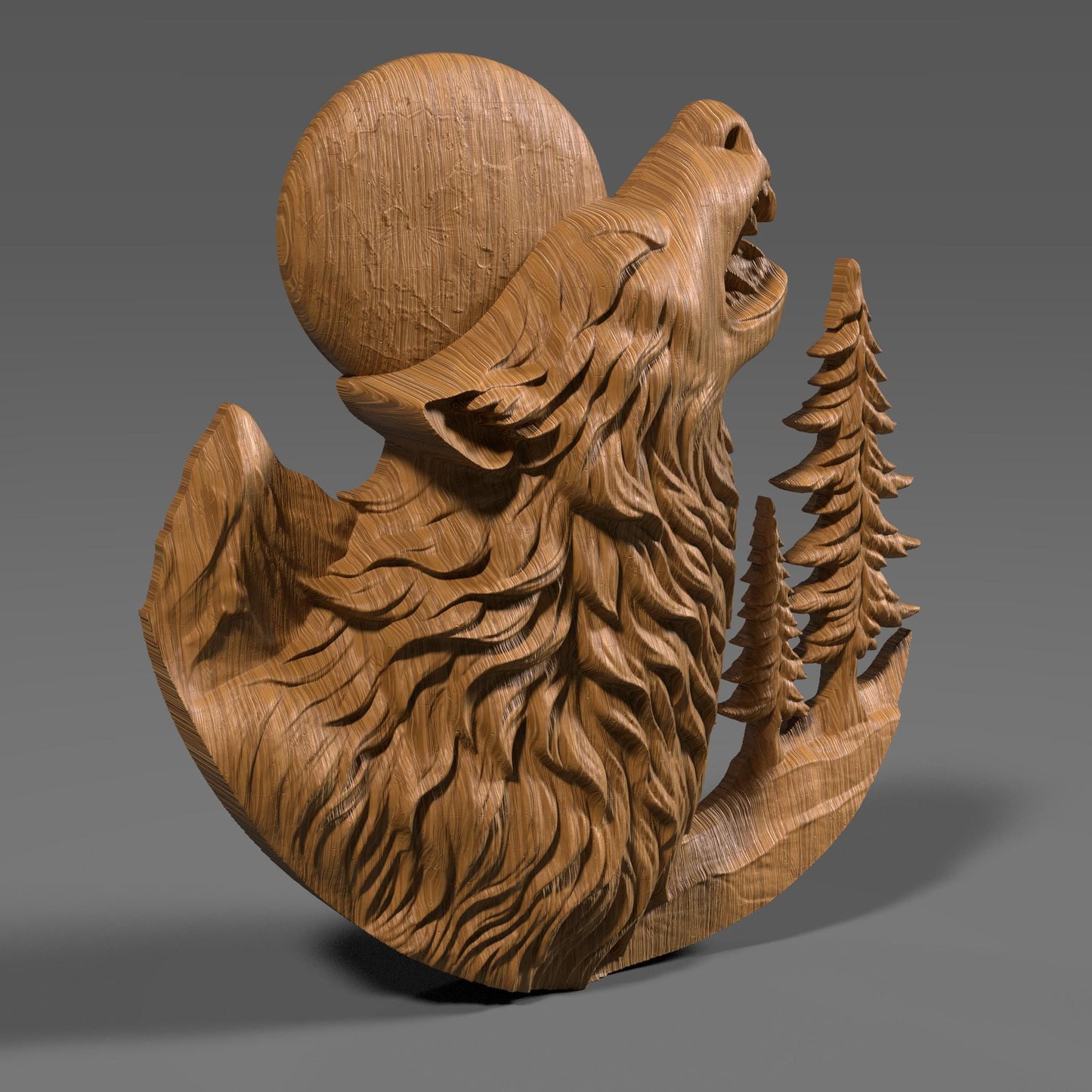Howling Wolf 3D Relief STL File: CNC Wood Carving, Laser Engraving (Digital Download)