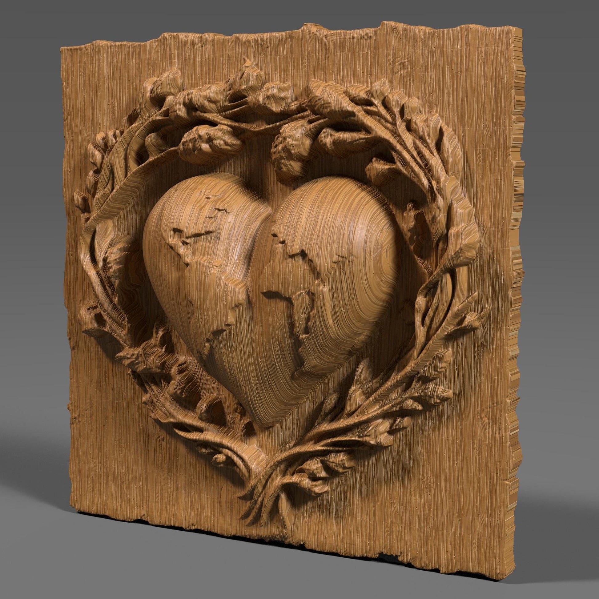 Earth Heart 3D Relief Model: CNC Carving, Laser Engraving (Digital Download)