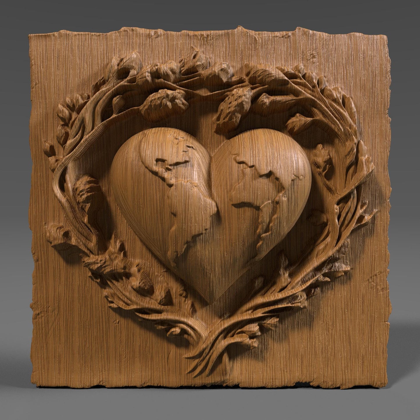 Earth Heart 3D Relief Model: CNC Carving, Laser Engraving (Digital Download)