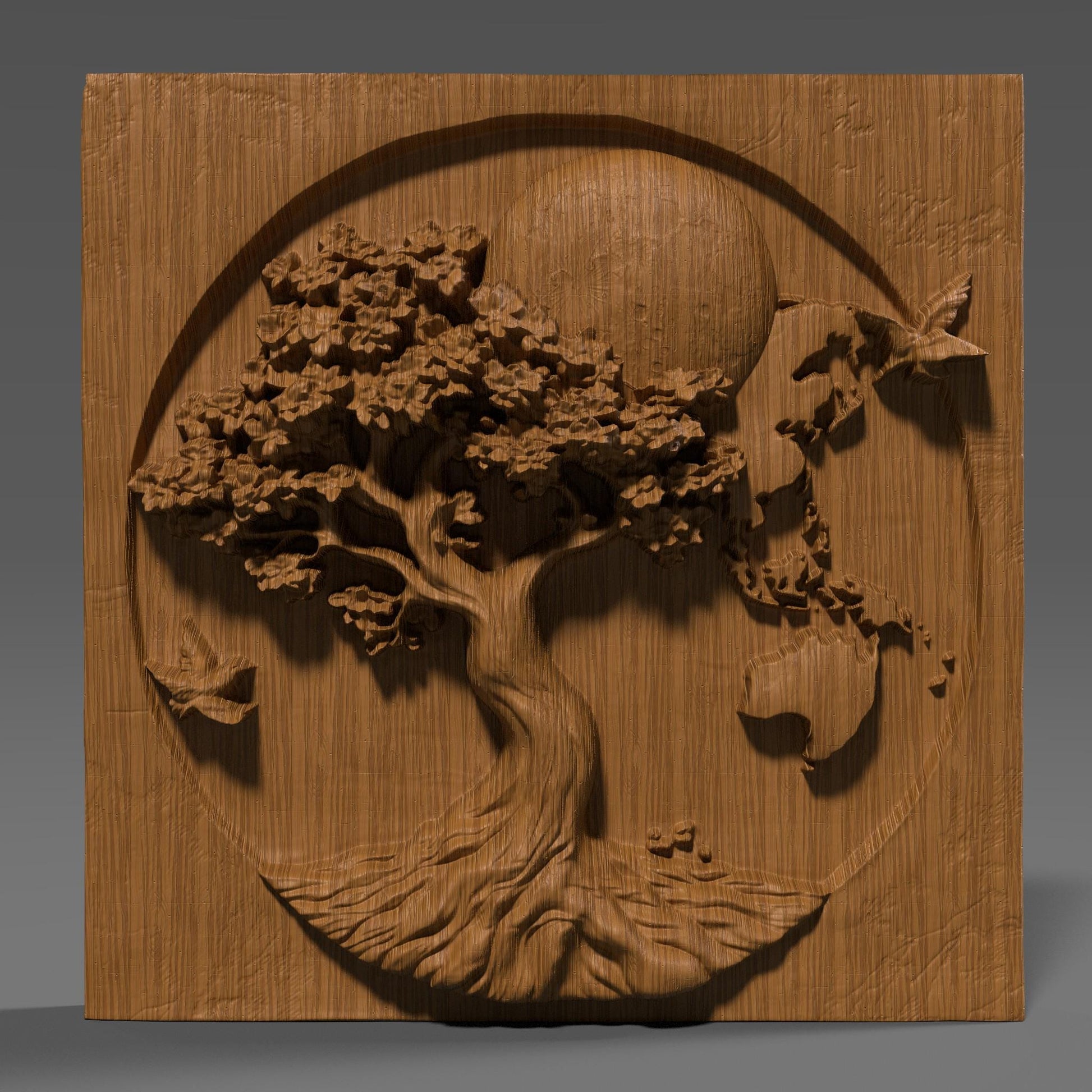 Earth Day Tree of Life 3D Relief Model: CNC Carving STL (Digital Download)