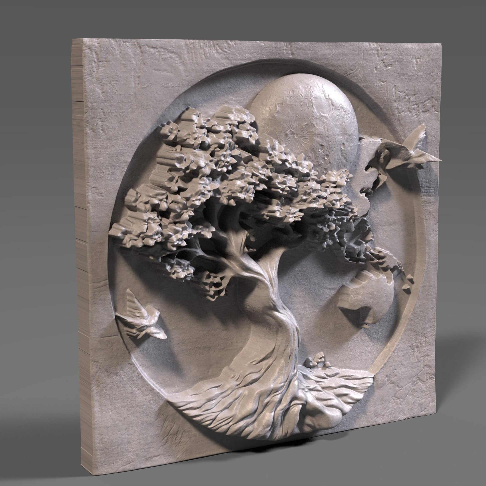 Earth Day Tree of Life 3D Relief Model: CNC Carving STL (Digital Download)