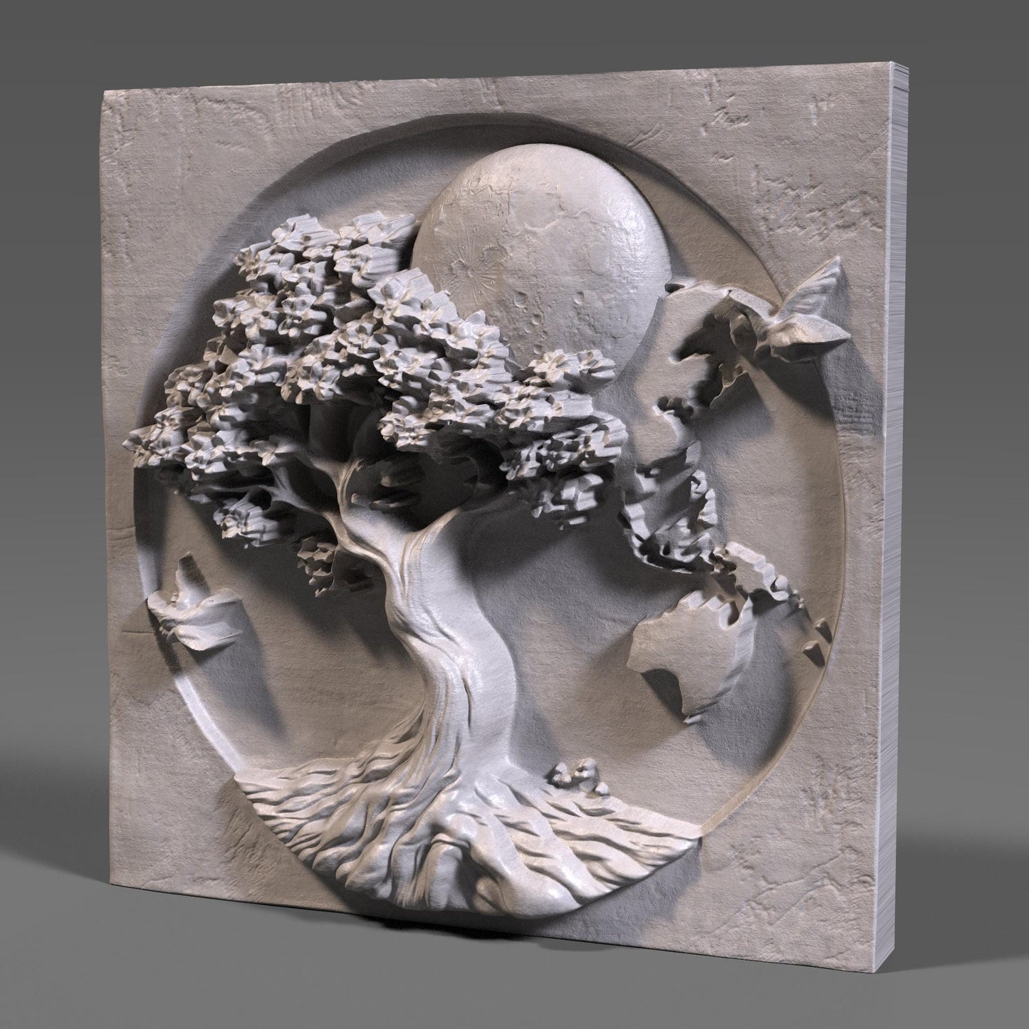 Earth Day Tree of Life 3D Relief Model: CNC Carving STL (Digital Download)