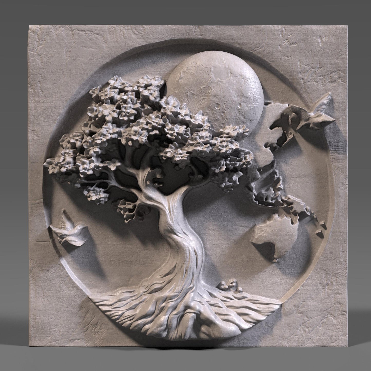 Earth Day Tree of Life 3D Relief Model: CNC Carving STL (Digital Download)