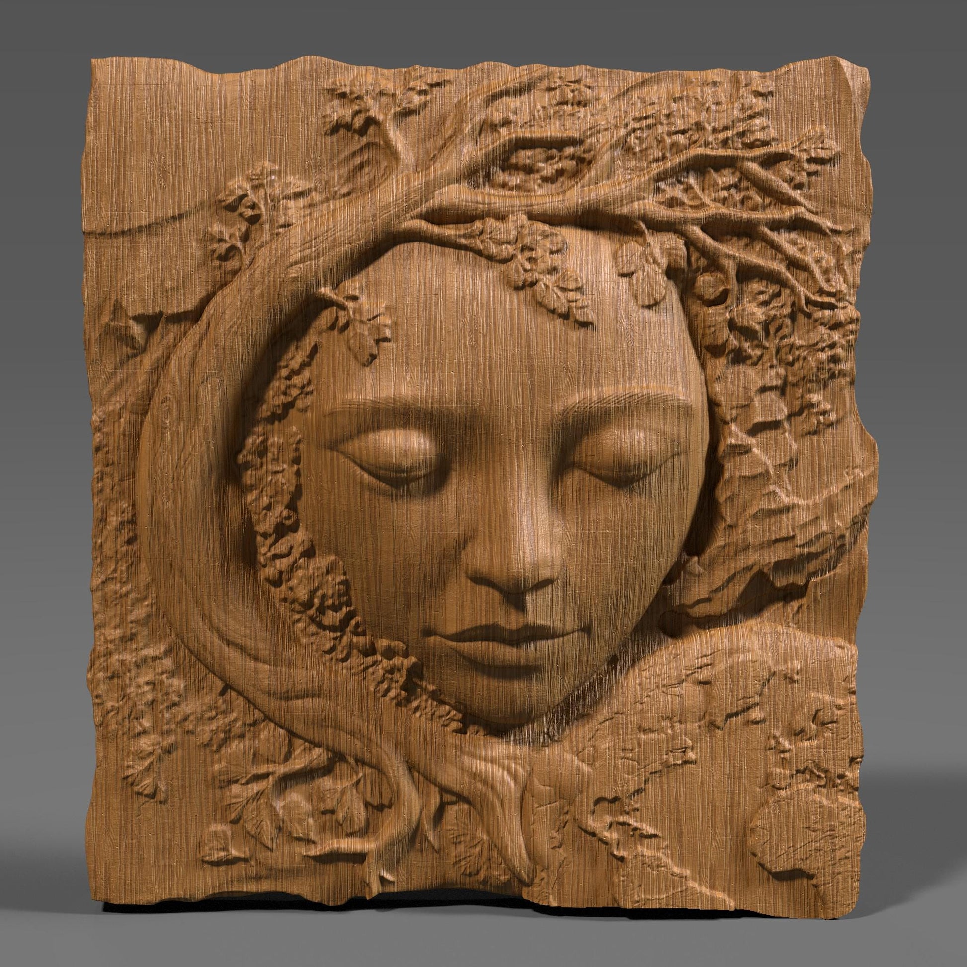 A beautifully carved 3D bas relief design showing a heart-shaped Earth surrounded by blooming branches, symbolizing love and protection for our planet. The continents are engraved onto the heart, emphasizing global unity and environmental care. Ideal for Earth Day-themed CNC wood carving, laser engraving, digital download, eco-friendly gifts, or wall decor.