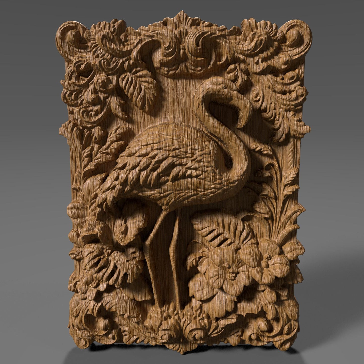 Flamingo 3D Relief STL File: CNC Wood Carving (Digital Download)