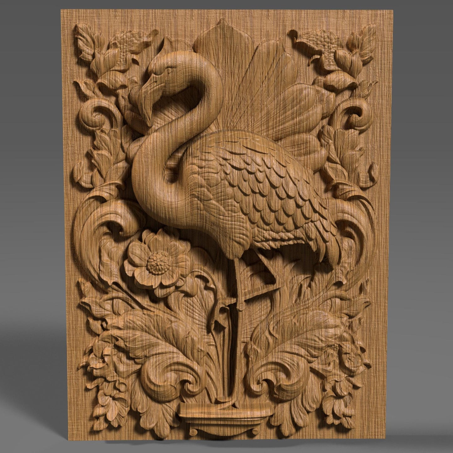 Flamingo 3D Relief: Tropical Bird CNC Carving (STL File)