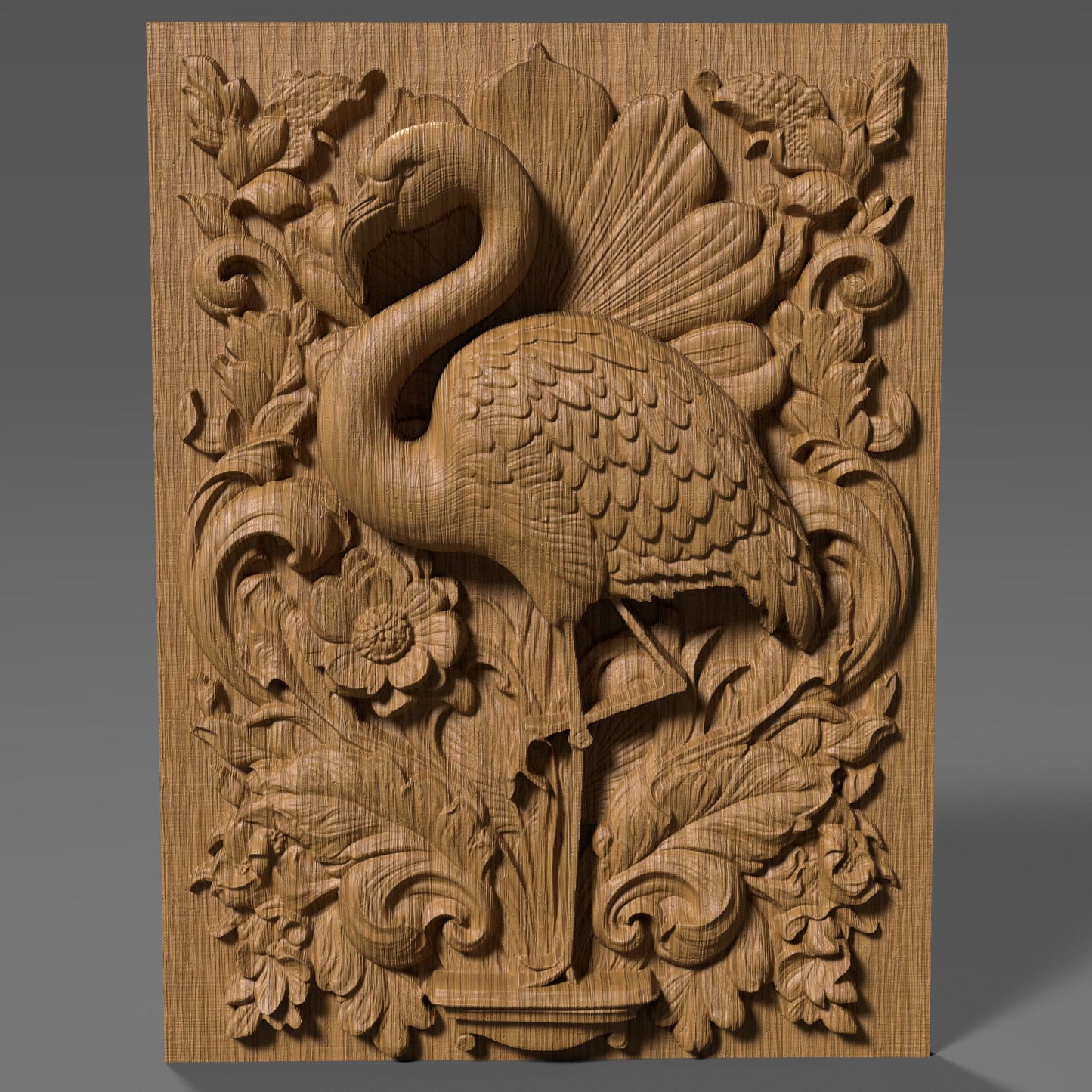 Flamingo 3D Relief: Tropical Bird CNC Carving (STL File)