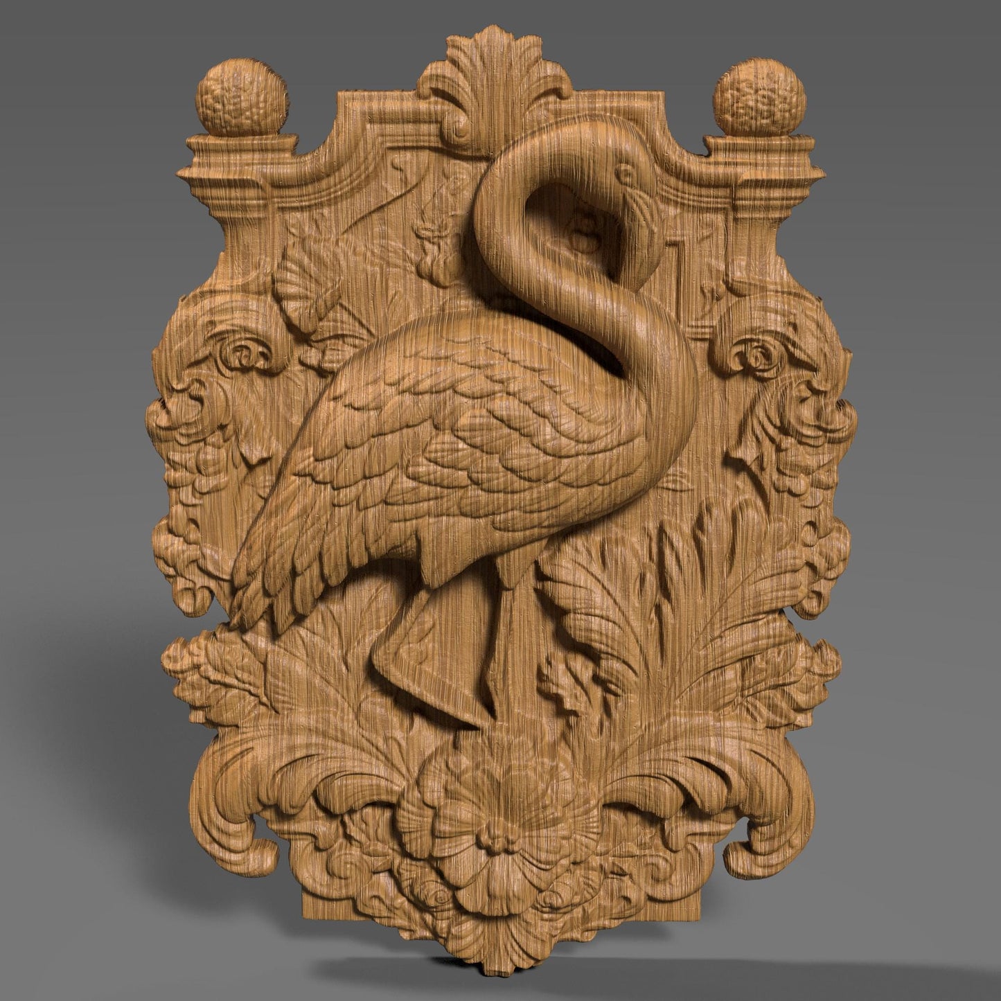 Flamingo 3D Relief Model: CNC Carving, Laser Engraving (Digital Download)
