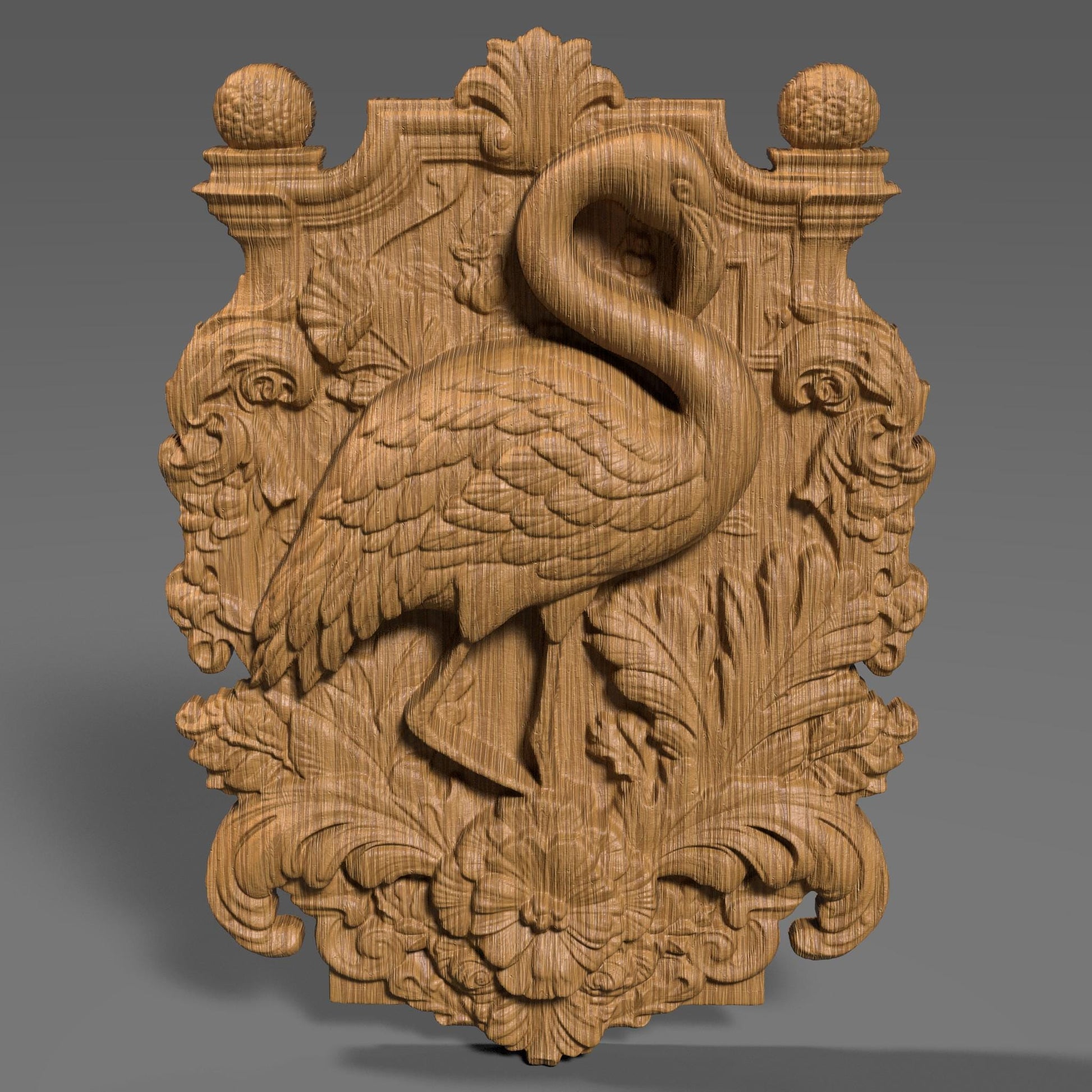 Flamingo 3D Relief Model: CNC Carving, Laser Engraving (Digital Download)