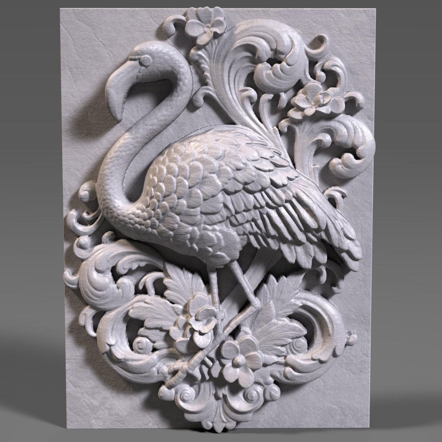 Flamingo 3D Relief: CNC Wood Carving STL File (Digital Download)