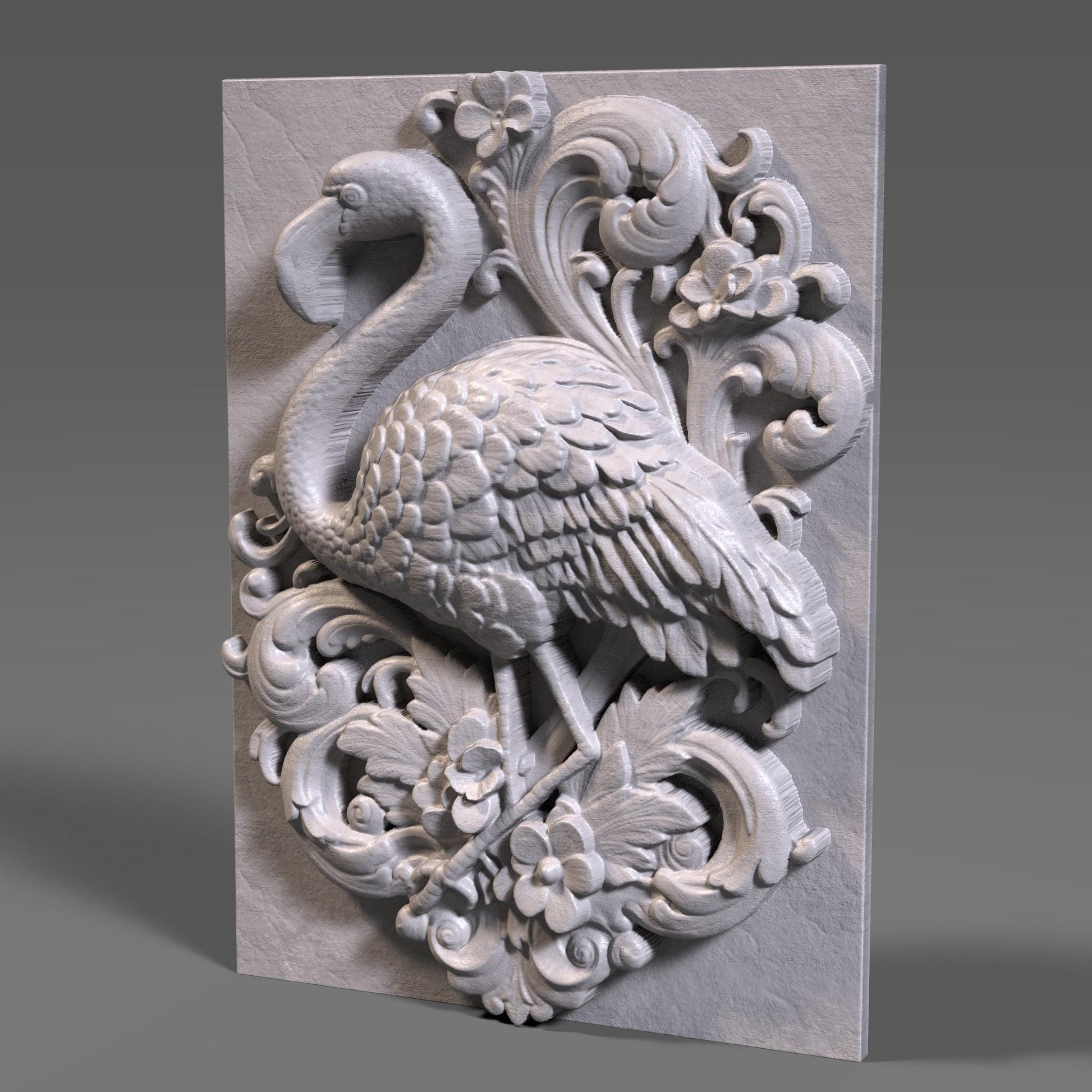 Flamingo 3D Relief: CNC Wood Carving STL File (Digital Download)