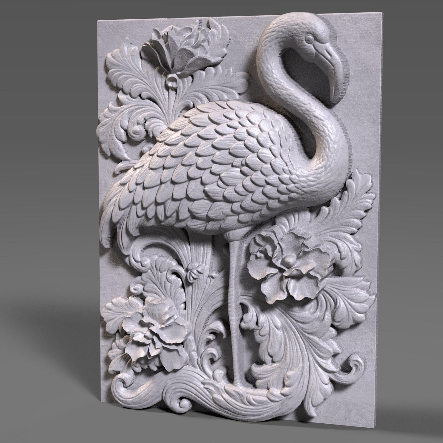 Flamingo 3D Relief: Tropical Bird CNC Carving (Digital Download)