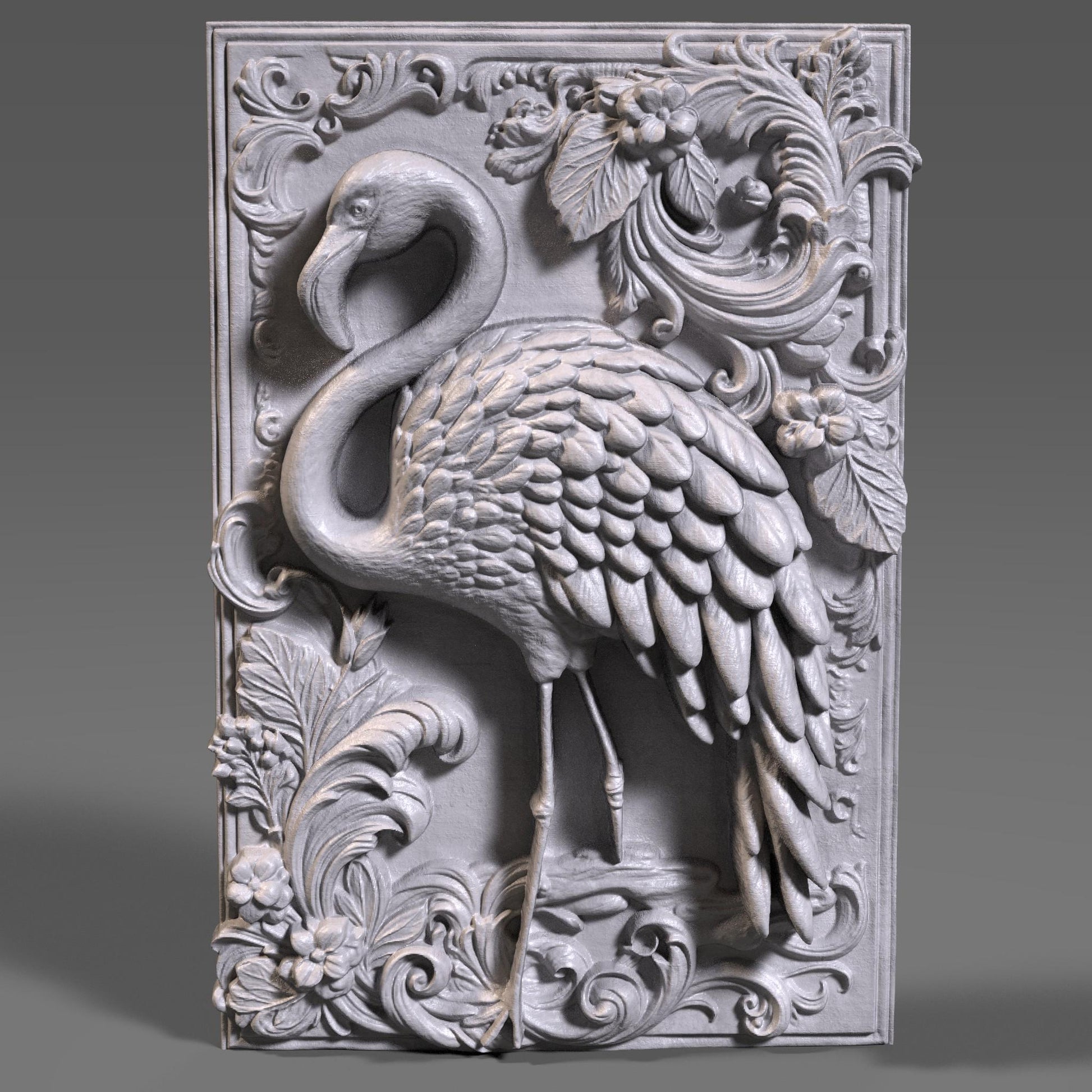 Flamingo 3D Relief: Tropical Bird CNC Carving (Digital Download)
