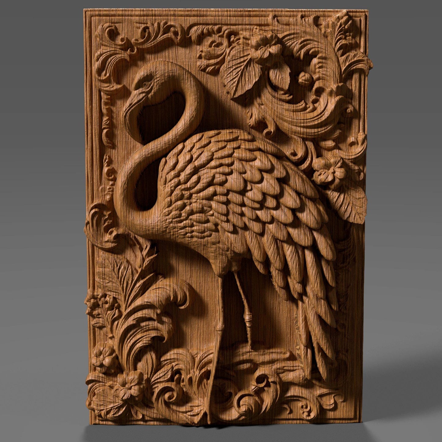 Flamingo 3D Relief: Tropical Bird CNC Carving (Digital Download)