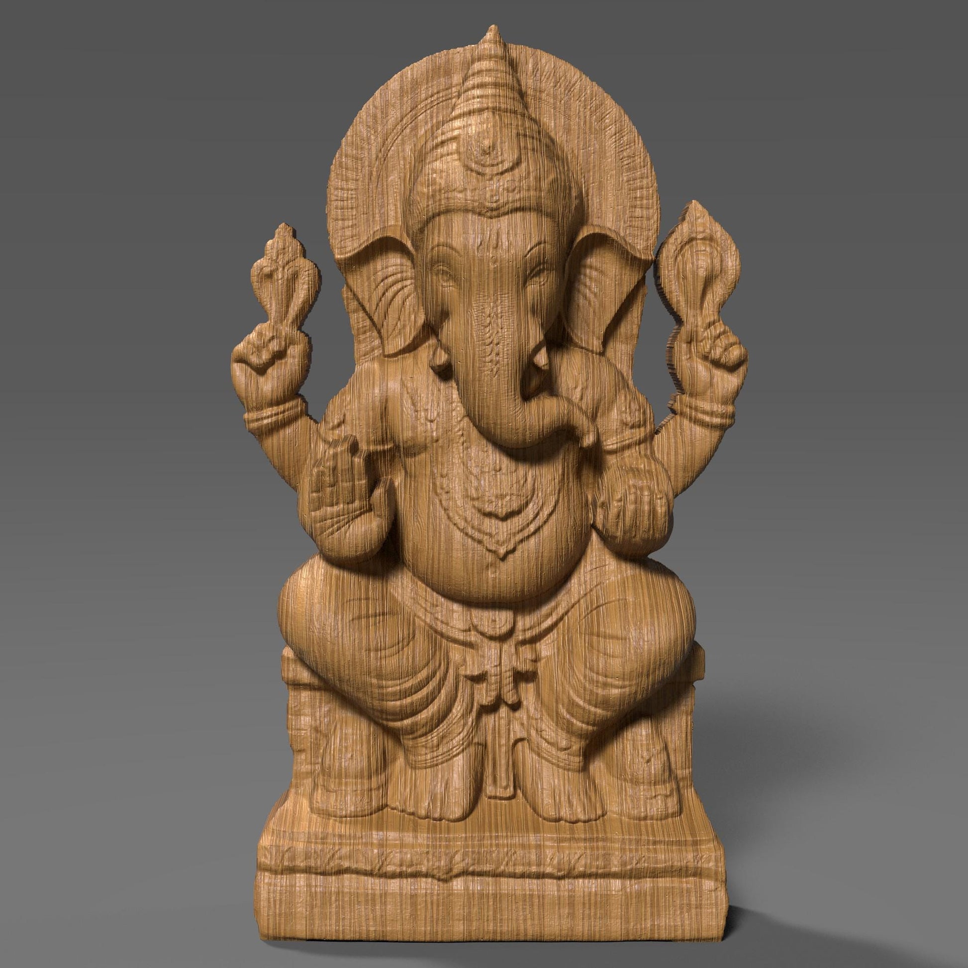 Lord Ganesha 3D STL File: Hindu God Relief for CNC, Laser, 3D Print