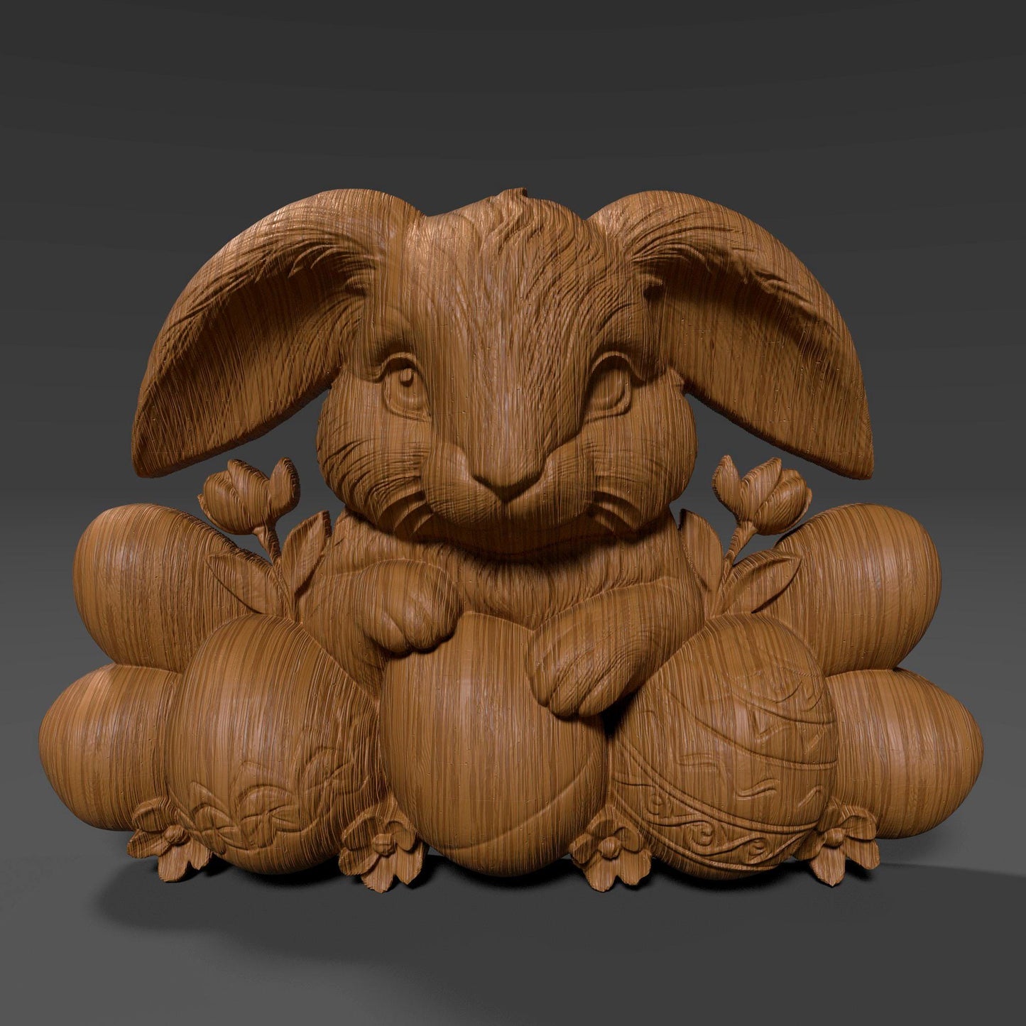 Easter Bunny 3D Relief Model: CNC, Laser Engraving, 3D Printing (STL File)