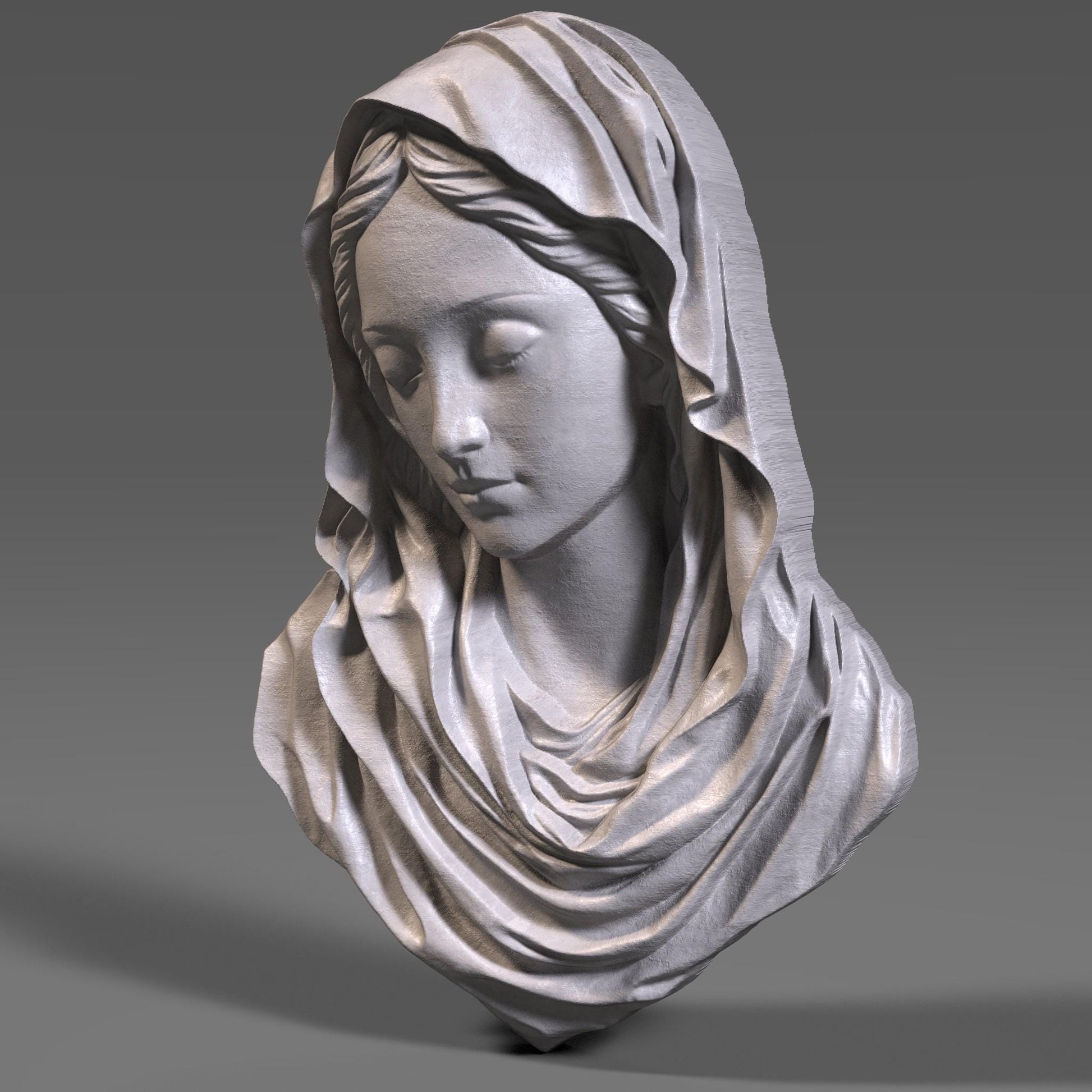 Mother Mary 3D Relief Model: CNC Carving, Laser Engraving (Digital Download)