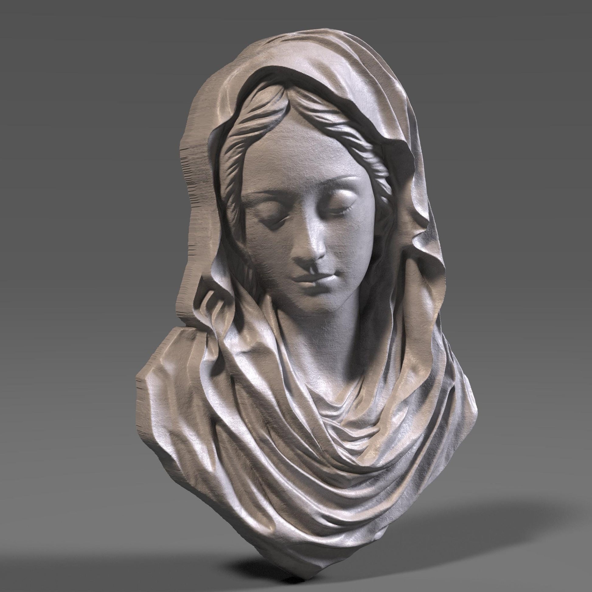 Mother Mary 3D Relief Model: CNC Carving, Laser Engraving (Digital Download)