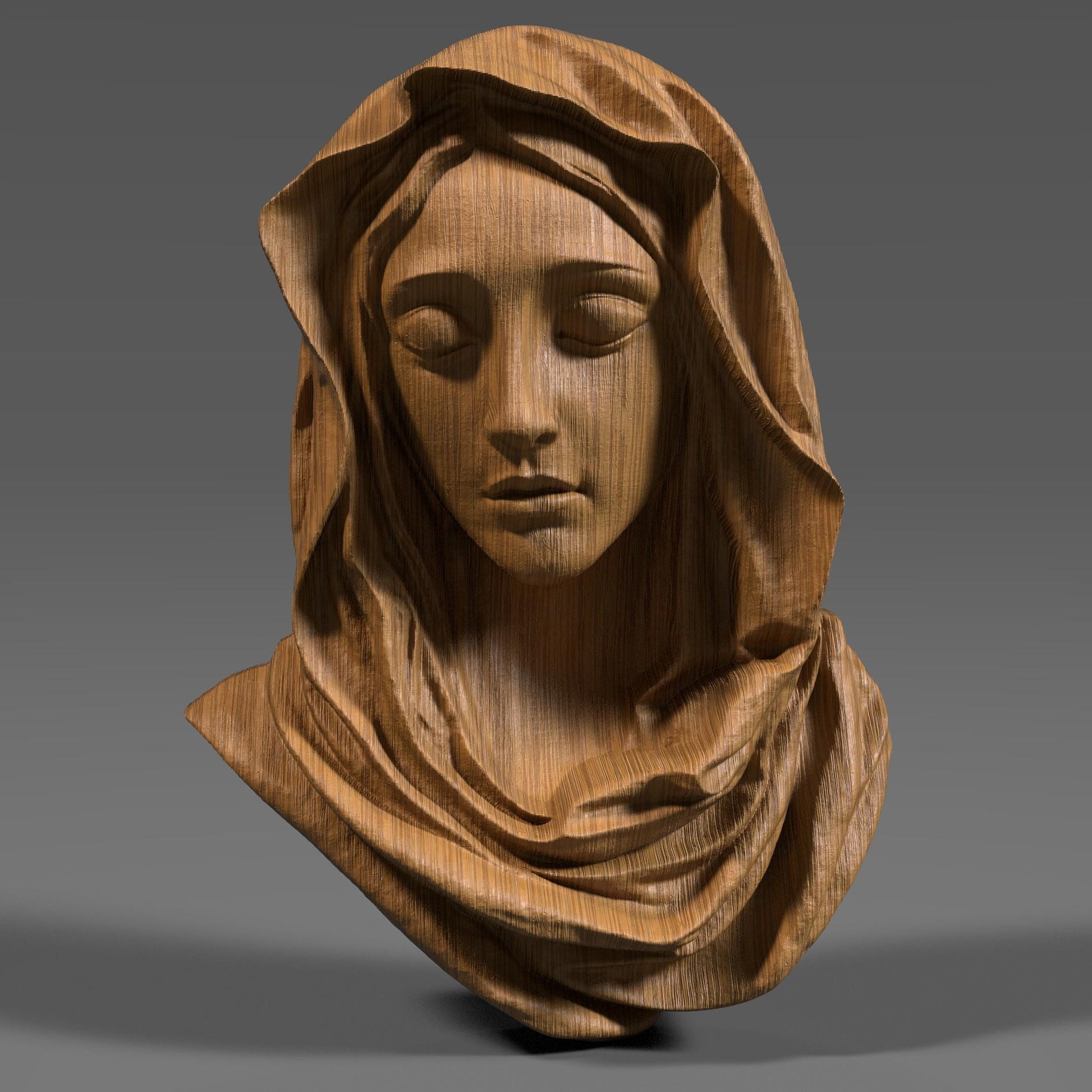 Mother Mary 3D Relief Model: CNC Carving, Laser Engraving (Digital Download)