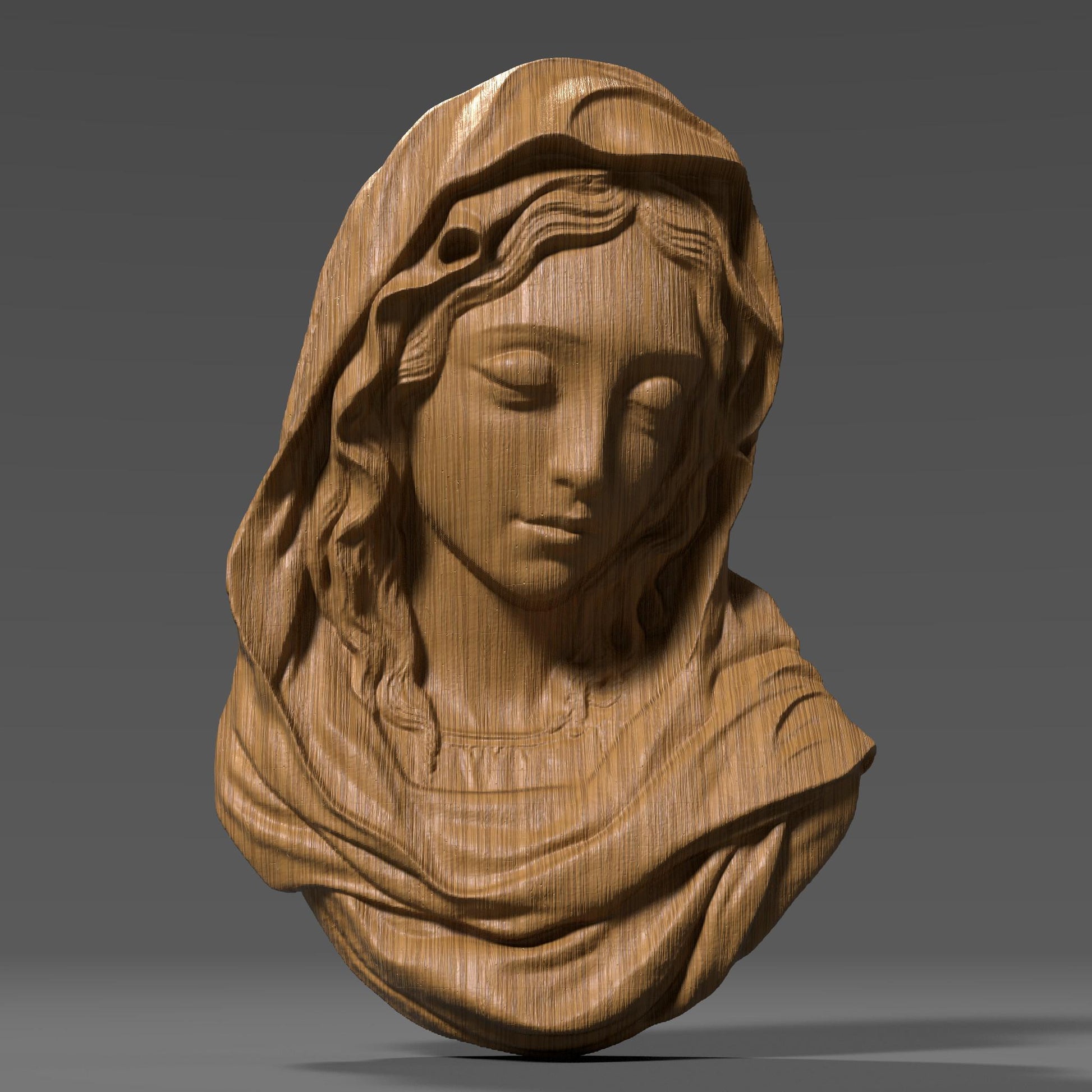Mother Mary STL File: 3D Relief Model, CNC Carving (Digital Download)